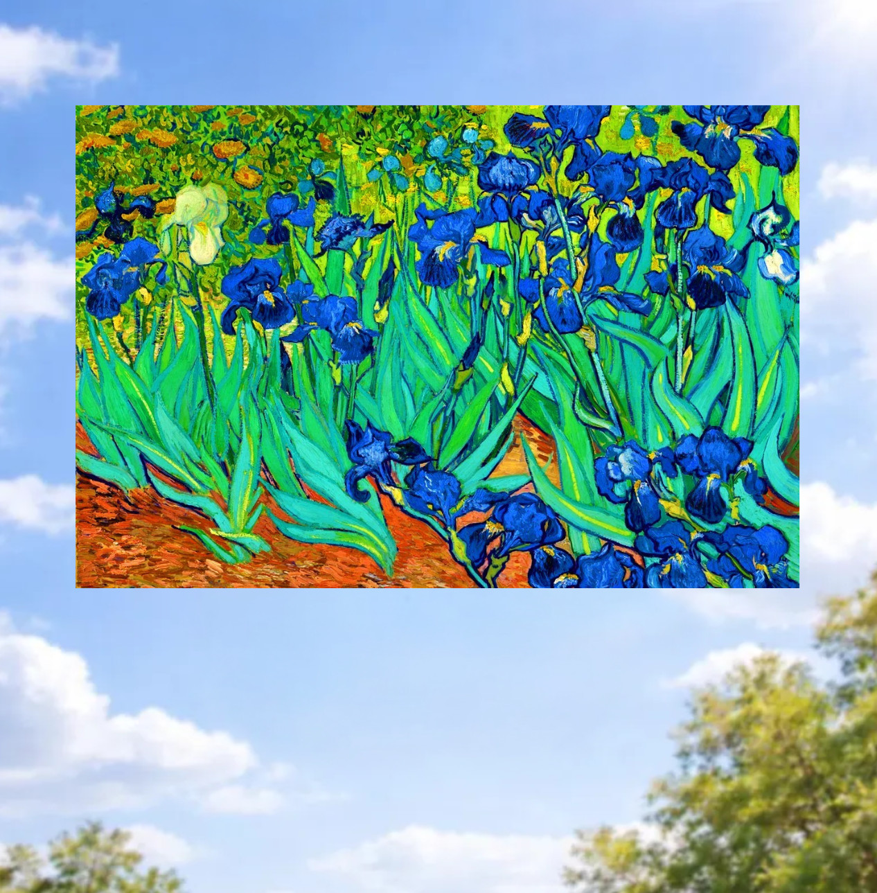 Van Gogh Irises WINDOW CLING Size 10.6" Repositionable Vinyl