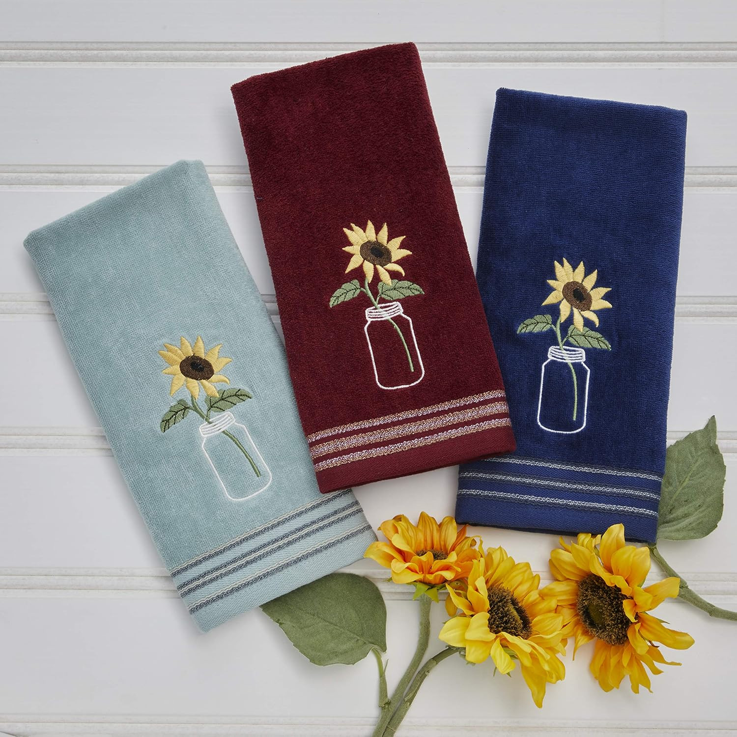 by Sunflower In Jar 2 Pc Hand Towel Set, Wine