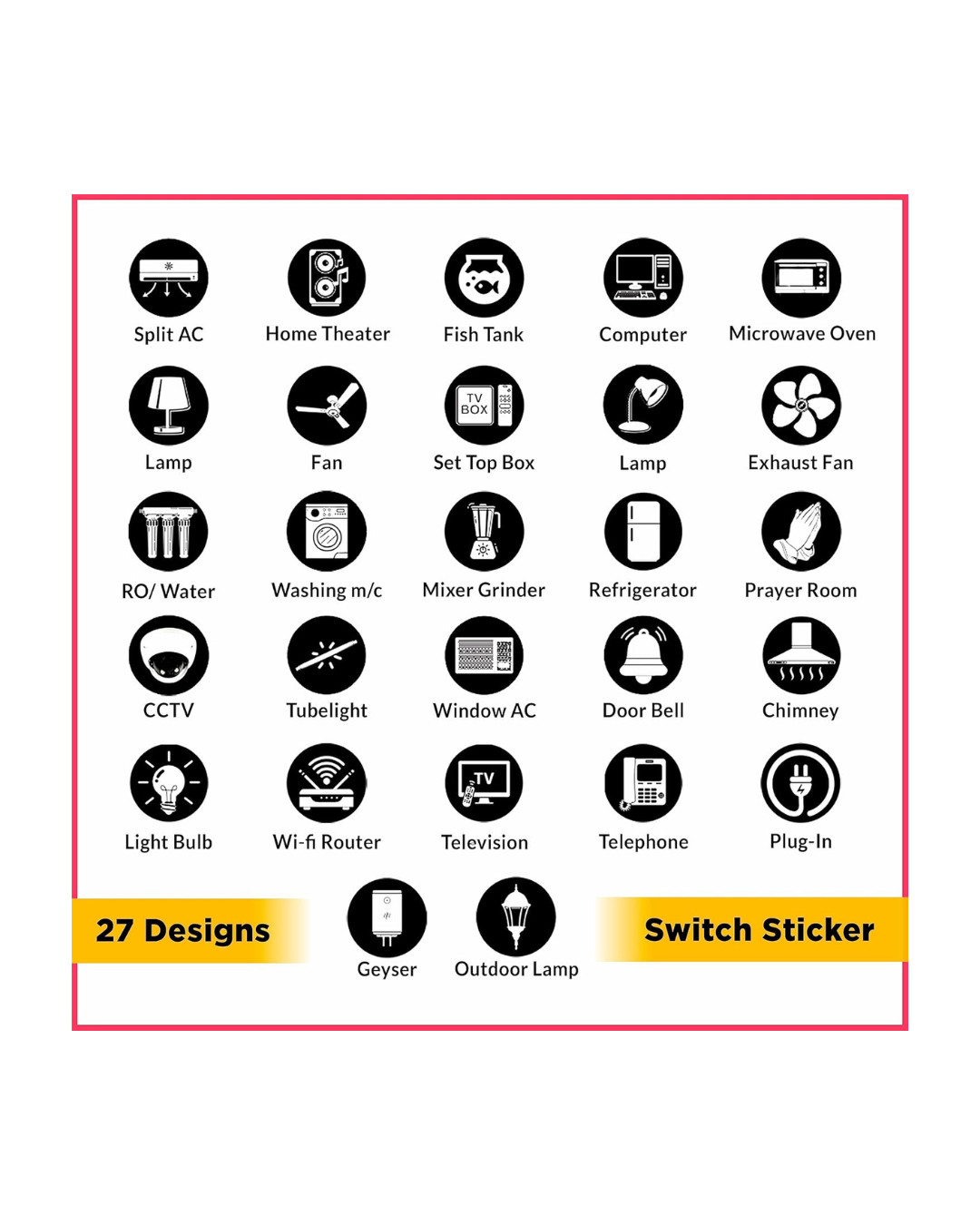 Switch Board Stickers Black and White | Switch Id Sticker Vinyl Labels 3-A4 Shee