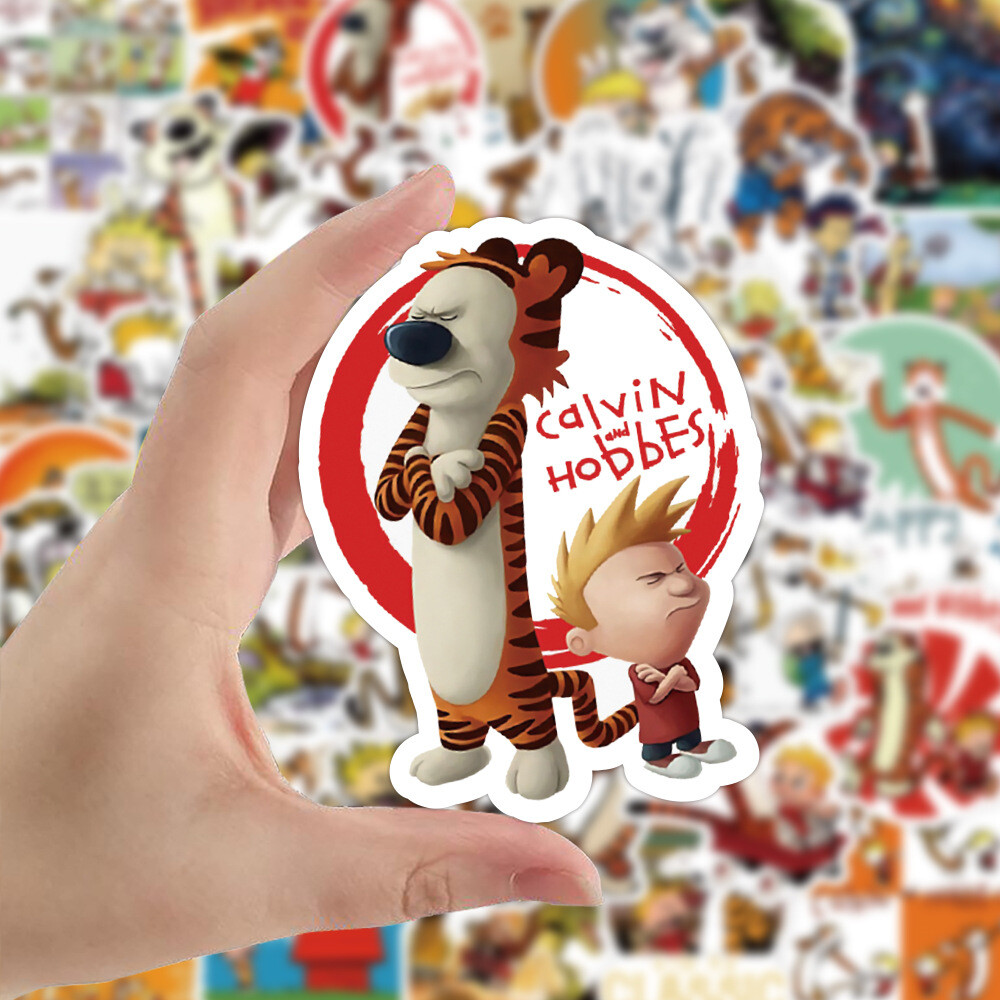 100Pcs Calvin and Hobbes Sticker for Kids Teens Girls Scrapbooking Water Bottles