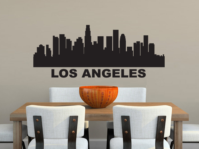 FGD Los Angeles Skyline Vinyl Wall Decal / Sticker in White or Black 20" x 50"