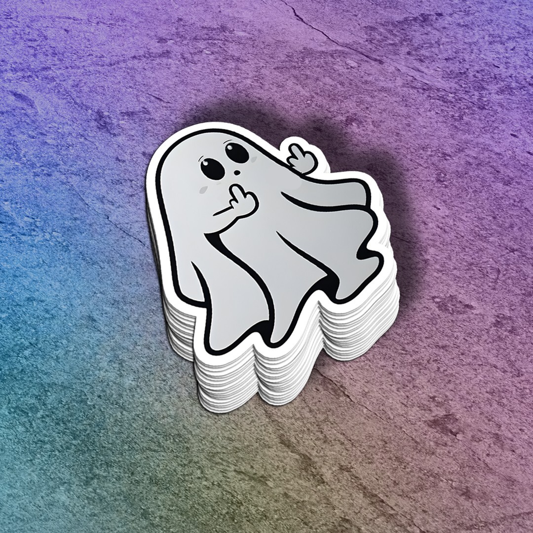 Funny Ghost Middle Finger Vinyl Sticker