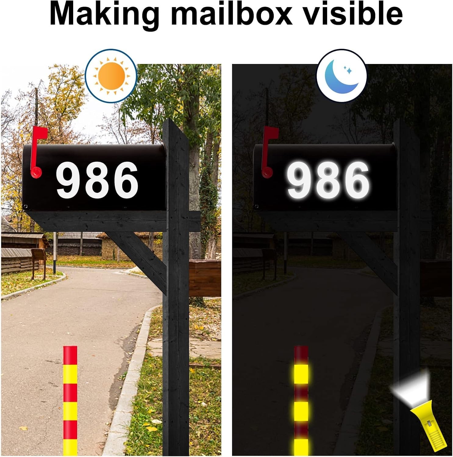 1.5 inch Mailbox Numbers for Outside, 50 Pcs Reflective Number Stickers with …