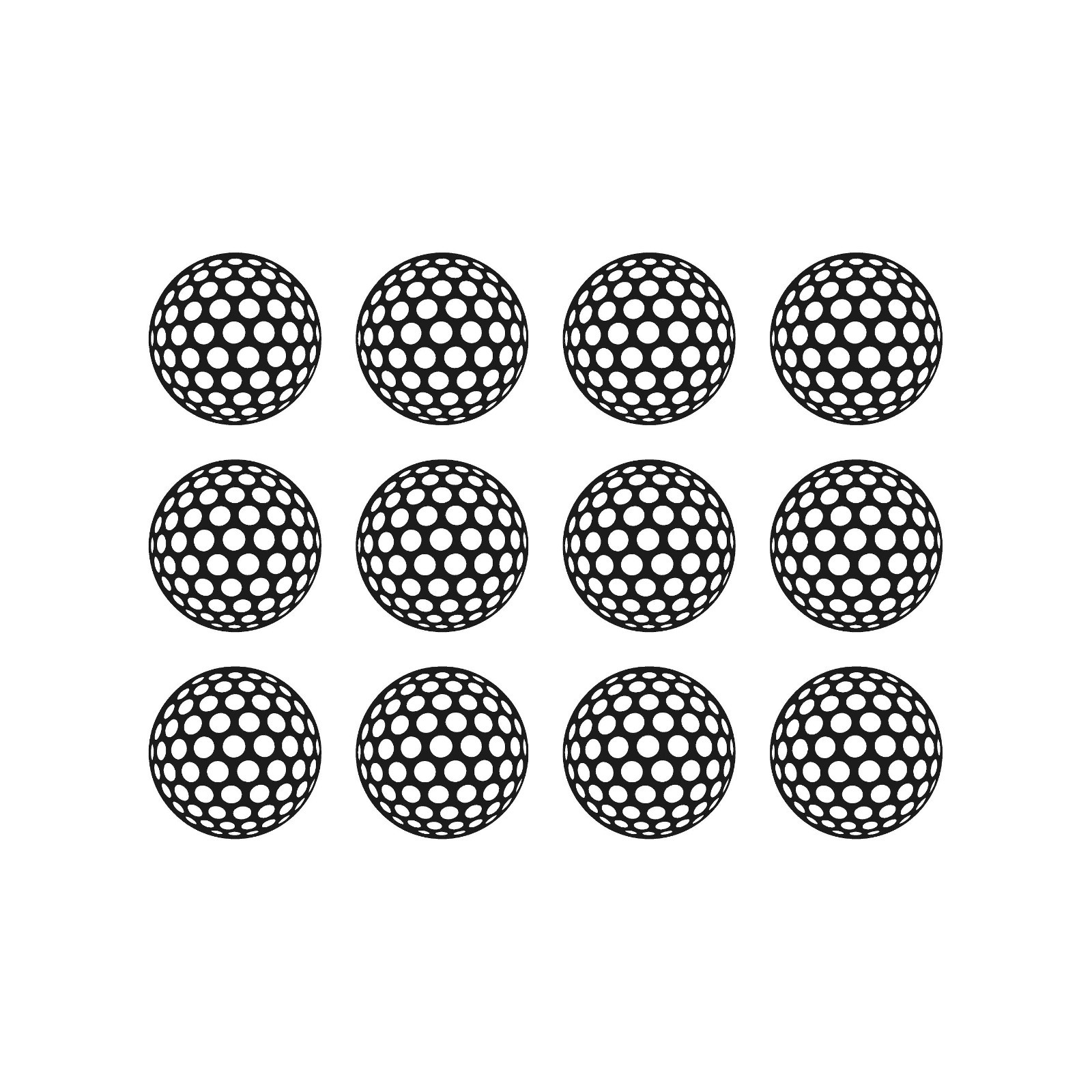 Set of 12 Golf Ball Shape Vinyl Decal Car Laptop symbol Sticker Set of 12