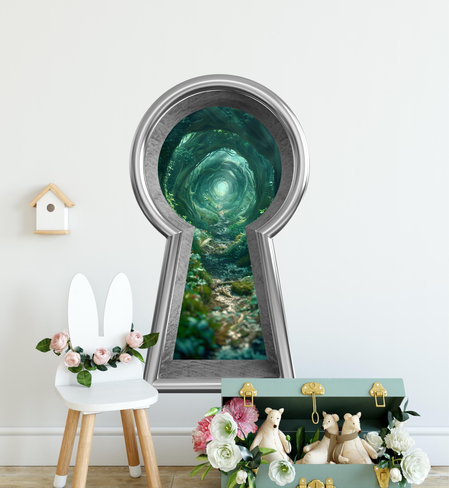 3D Keyhole Removable Wall Decal – Path Through The Rabbit Hole