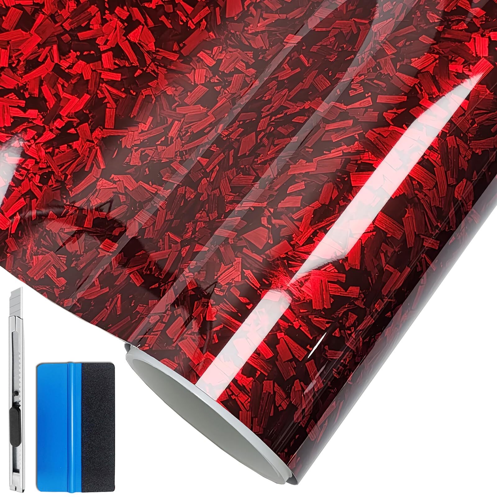 Forged Gloss Carbon Fiber Vinyl Wrap Roll Air Release Sticker Sheet Film for Car