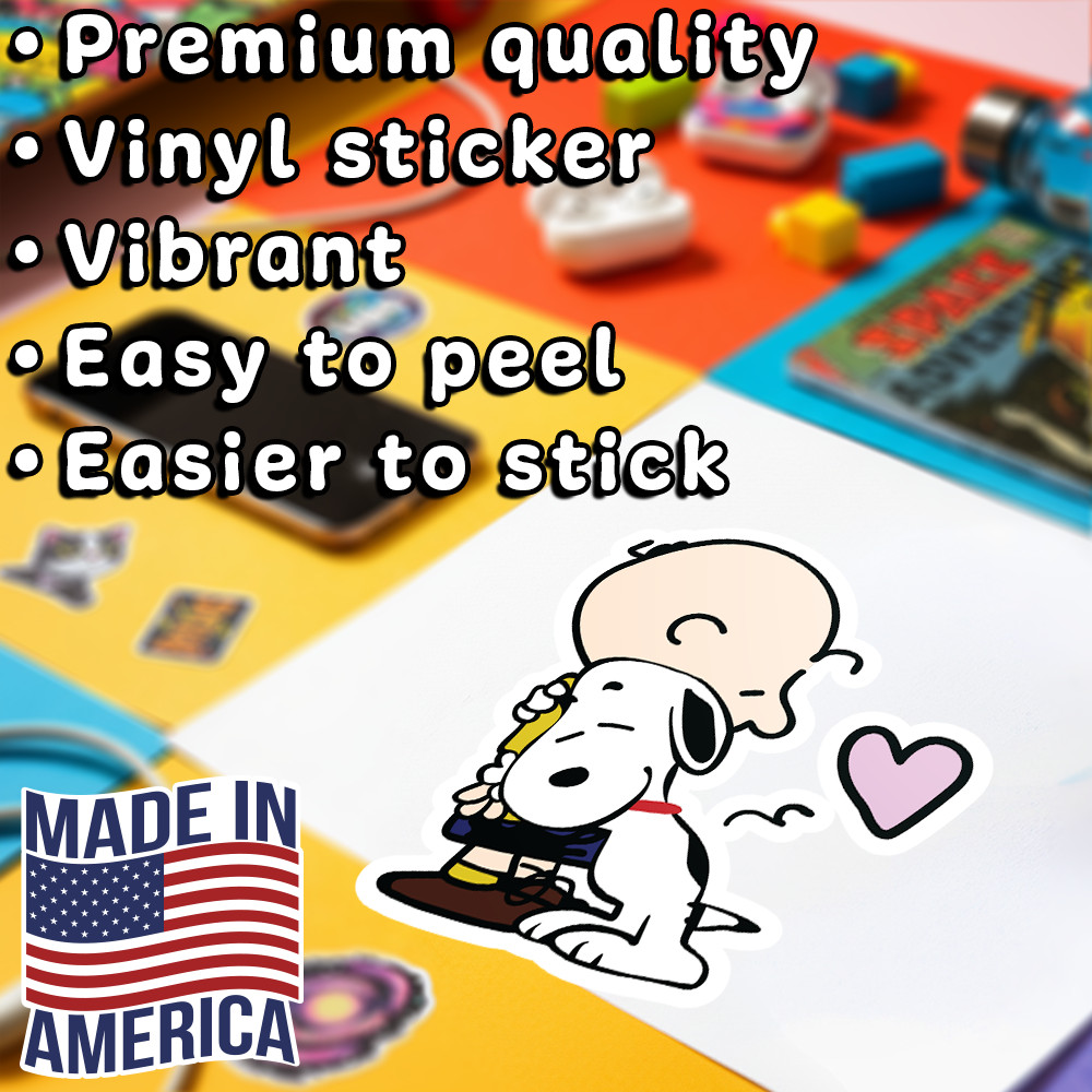Peanuts Sticker Of Snoopy Hugging Charlie Brown Cute And Aesthetic 3.2" x 4"