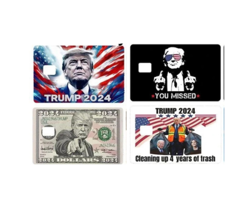 Trump 2024 Card Skin 4-Pack Variety Set Patriotic Vinyl Debit Card Sticker Decal