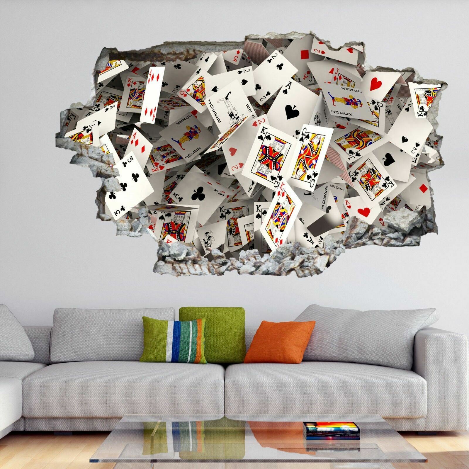 Poker Playing Cards 3D Wall Art Sticker Mural Decal Poster Pub Casino Decor GE6