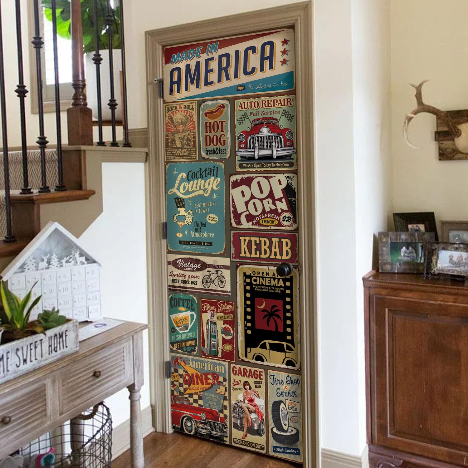 Vintage Classical Movie Poster Door Cover for Bedroom Living Room Kitchen Dec…