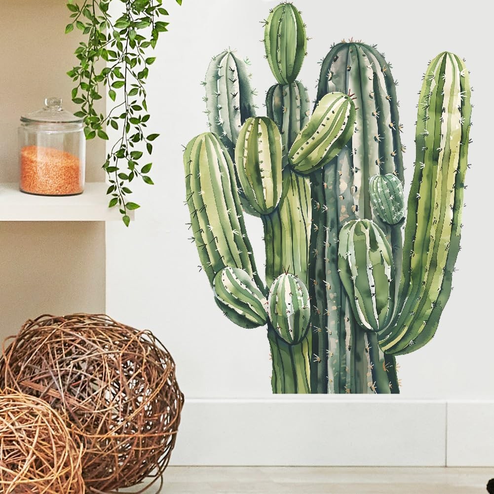 Large Bunch Cacti Wall Decals Botanical Green Plants Cactus Wall Stickers Hom…