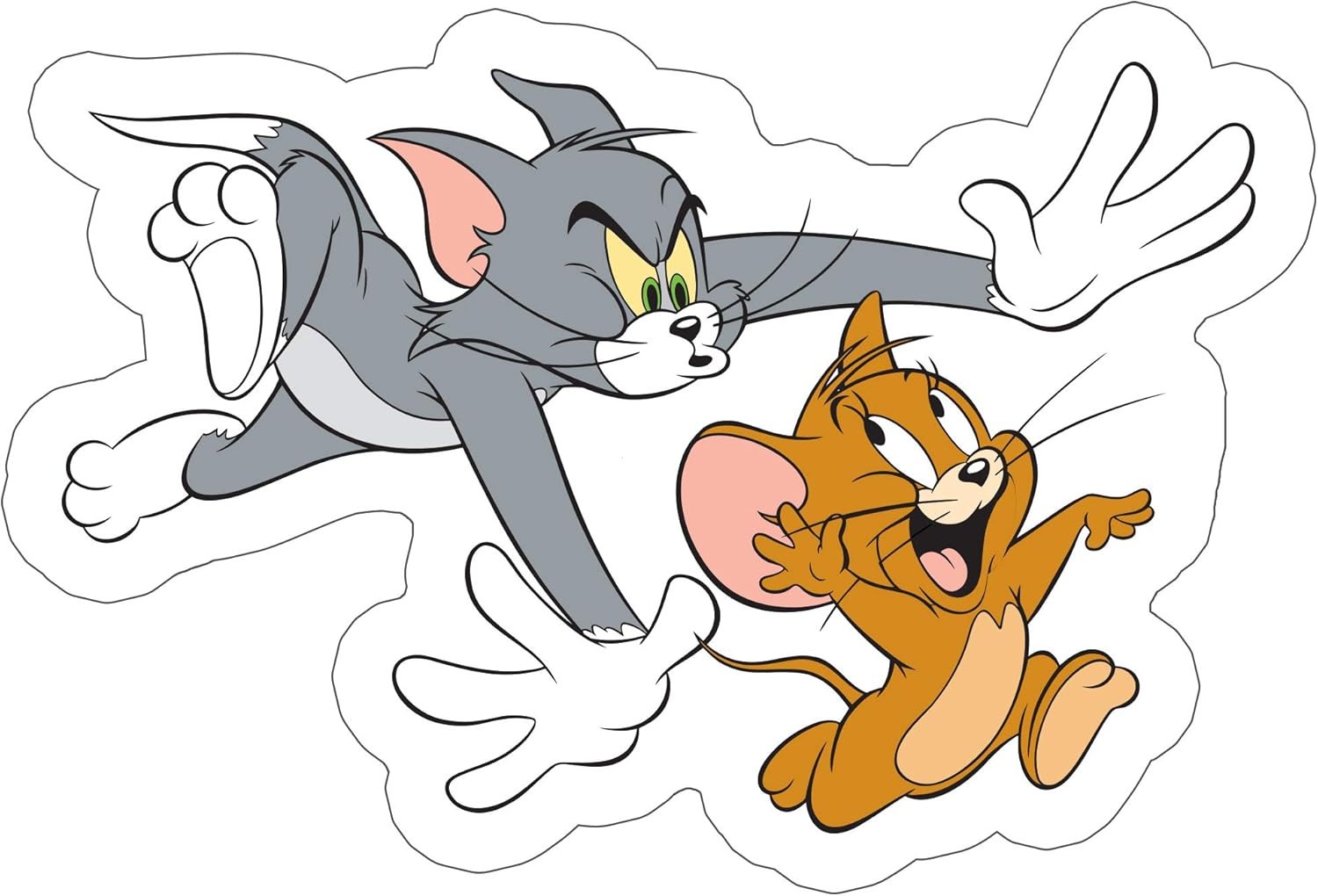 Stickers – C&D Visionary – Hanna Barbera Tom & Jerry Chasing 5"x3.2" NEW Cartoon