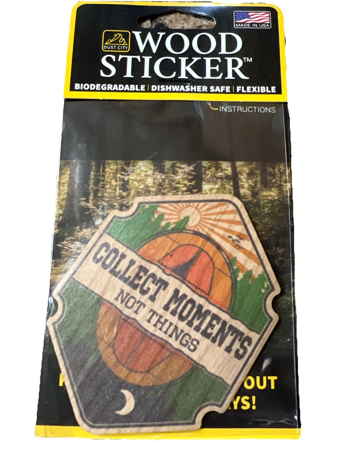 Collect Moments Not Things WOOD Sticker Dishwasher Biodegradable Dust City NEW