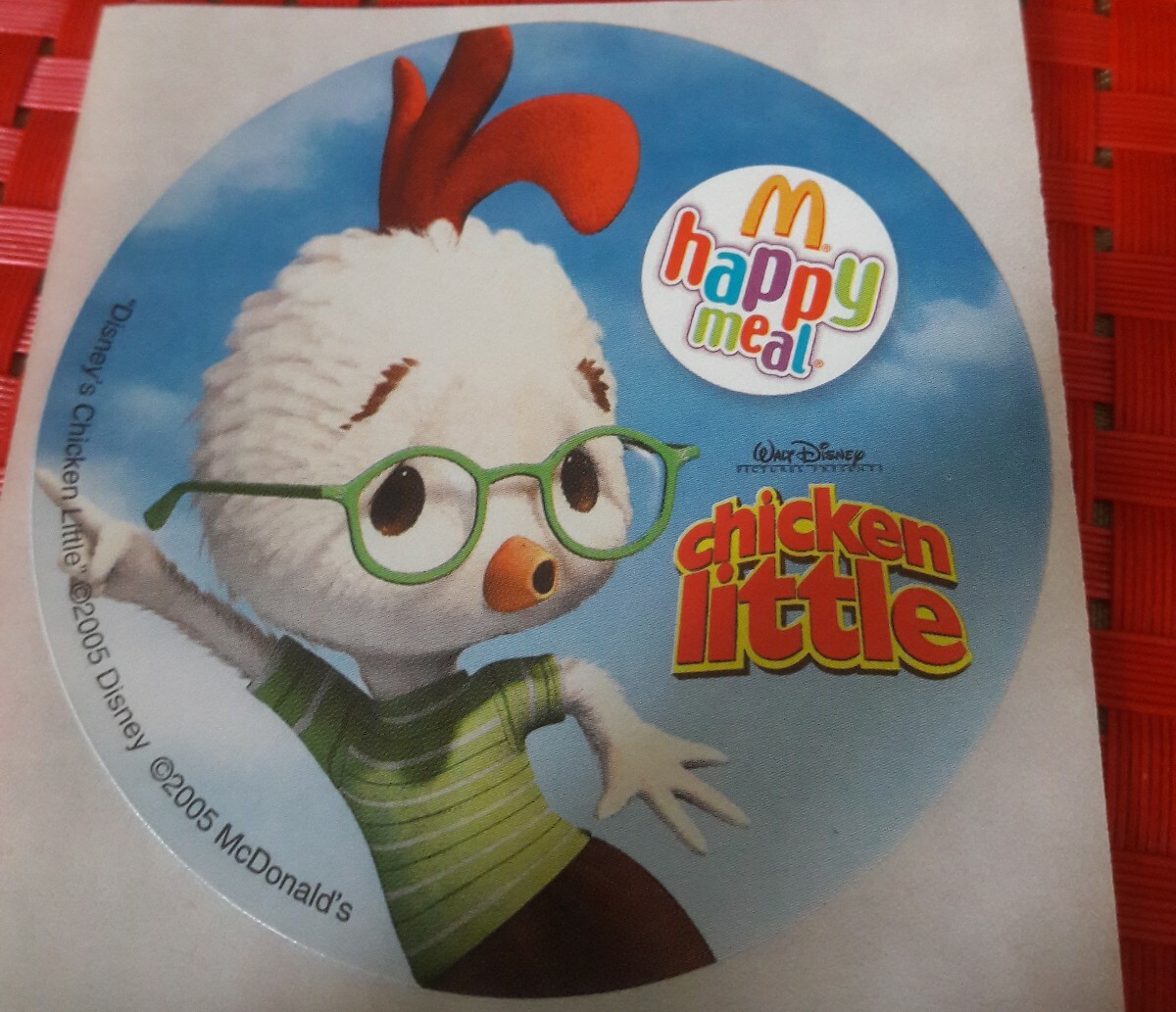 CHICKEN LITTLE McDonald's Happy Meal Lot of 6 Round 3" STICKERS FAVORS from 2005