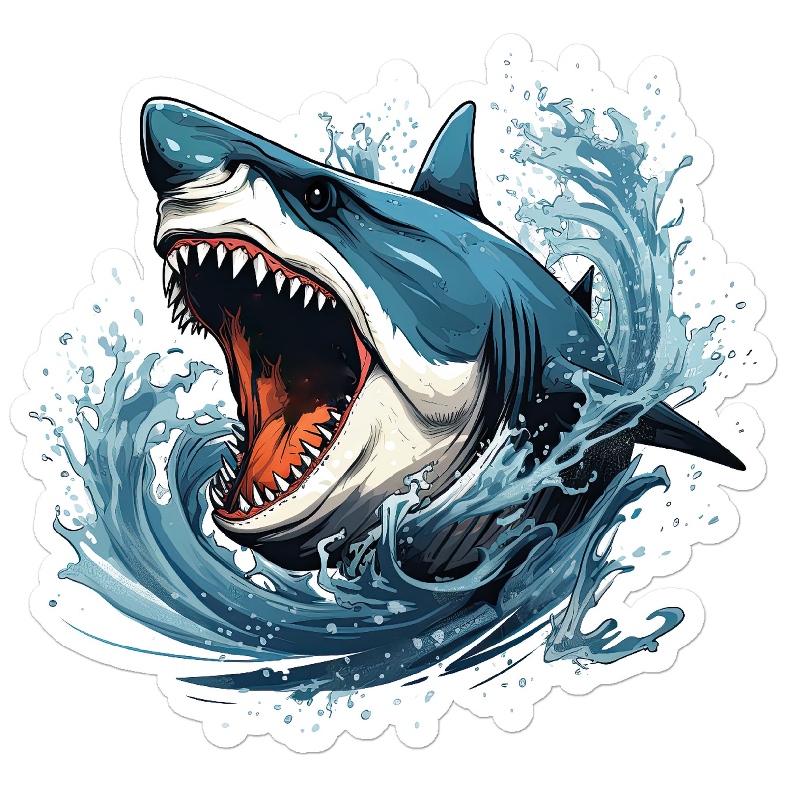 Shark Wave Bite – Vinyl Decal Sticker – Car Window Laptop – ebn9504