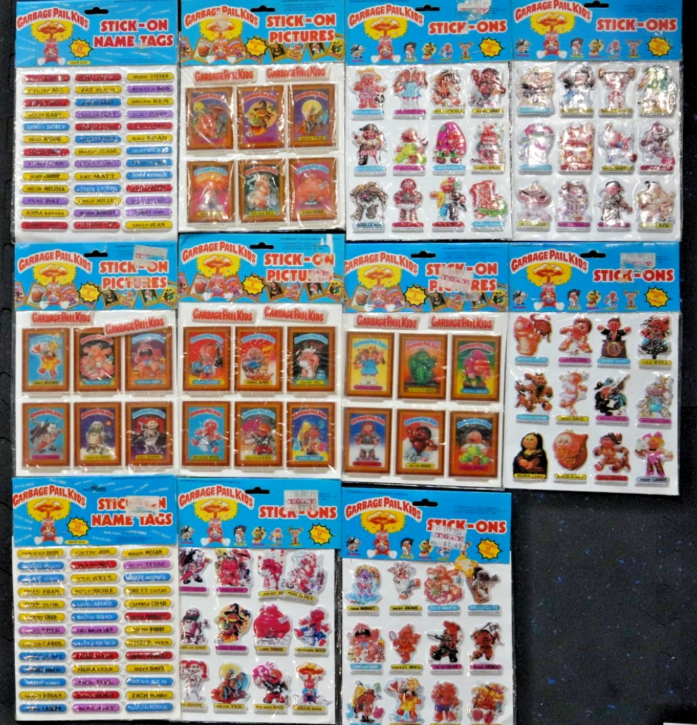 Vintage Garbage Pail Kids Stick On Name Tags Sticker Set Art GPK 1986 Set of 11
