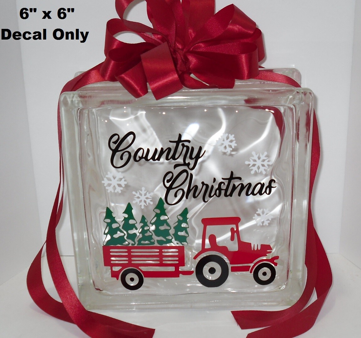 Country Christmas decal sticker for DIY 8" glass block