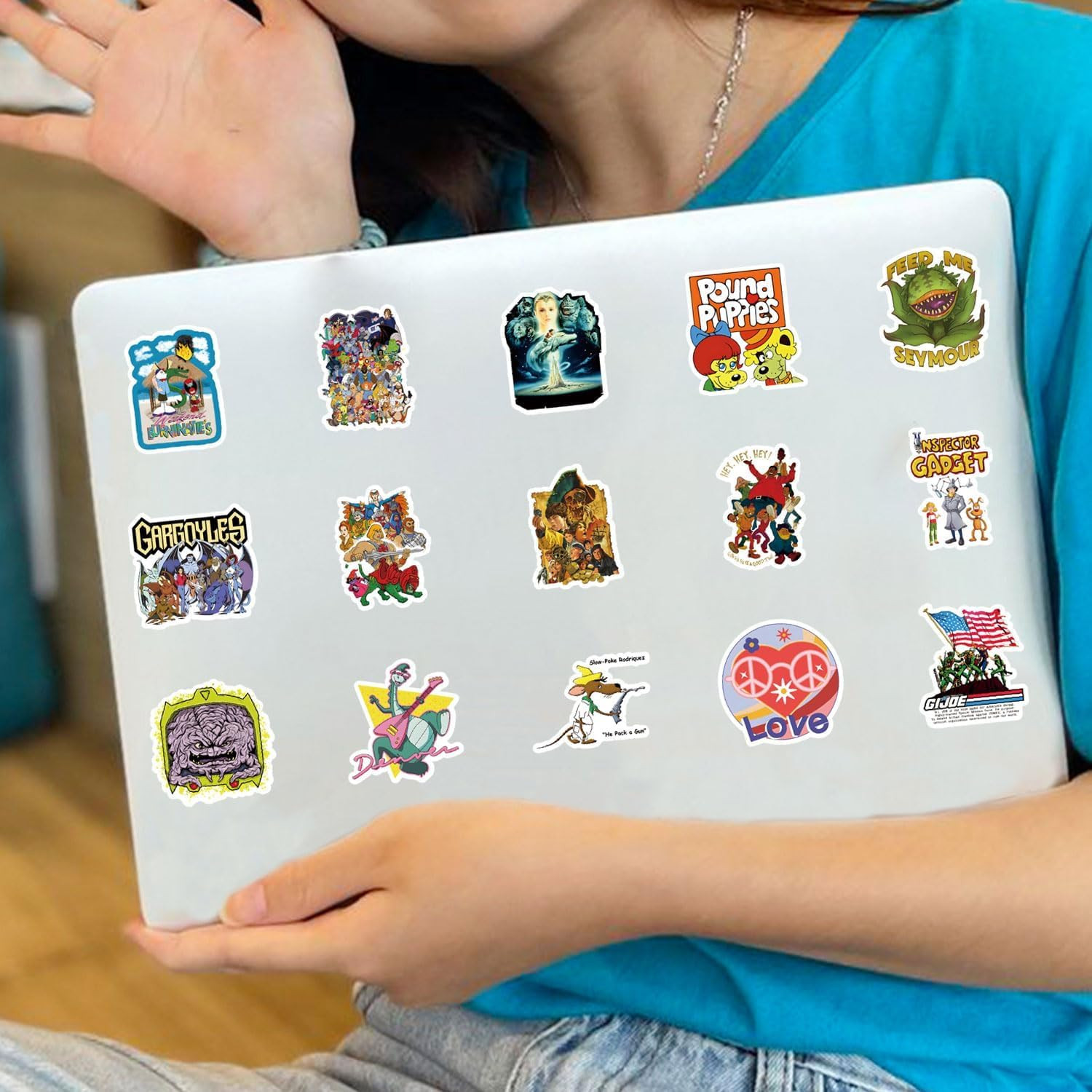 80s Cartoon Stickers Pack – 63 Vinyl Decals for Kids and Teens' Decor