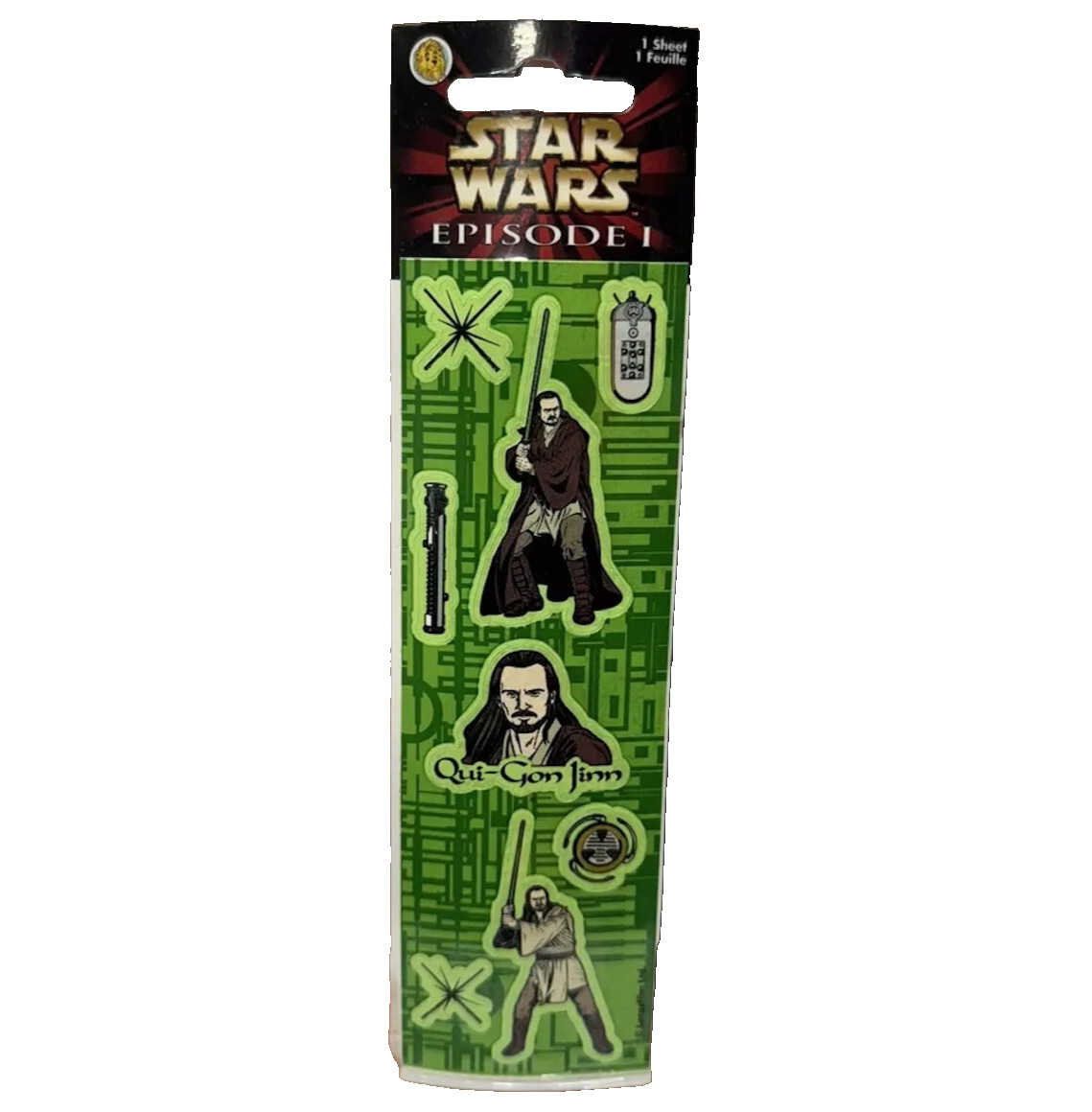 Vintage 1999 Sandylion Star Wars Episode 1 Qui-Gon Jinn Sticker Sheet PSTW1 New
