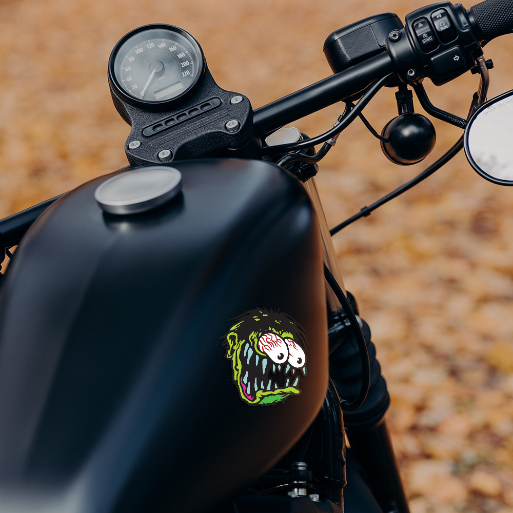 Kustom Kulture Retro Style Zombie Sticker, Waterproof Decal 5"W x 5"H