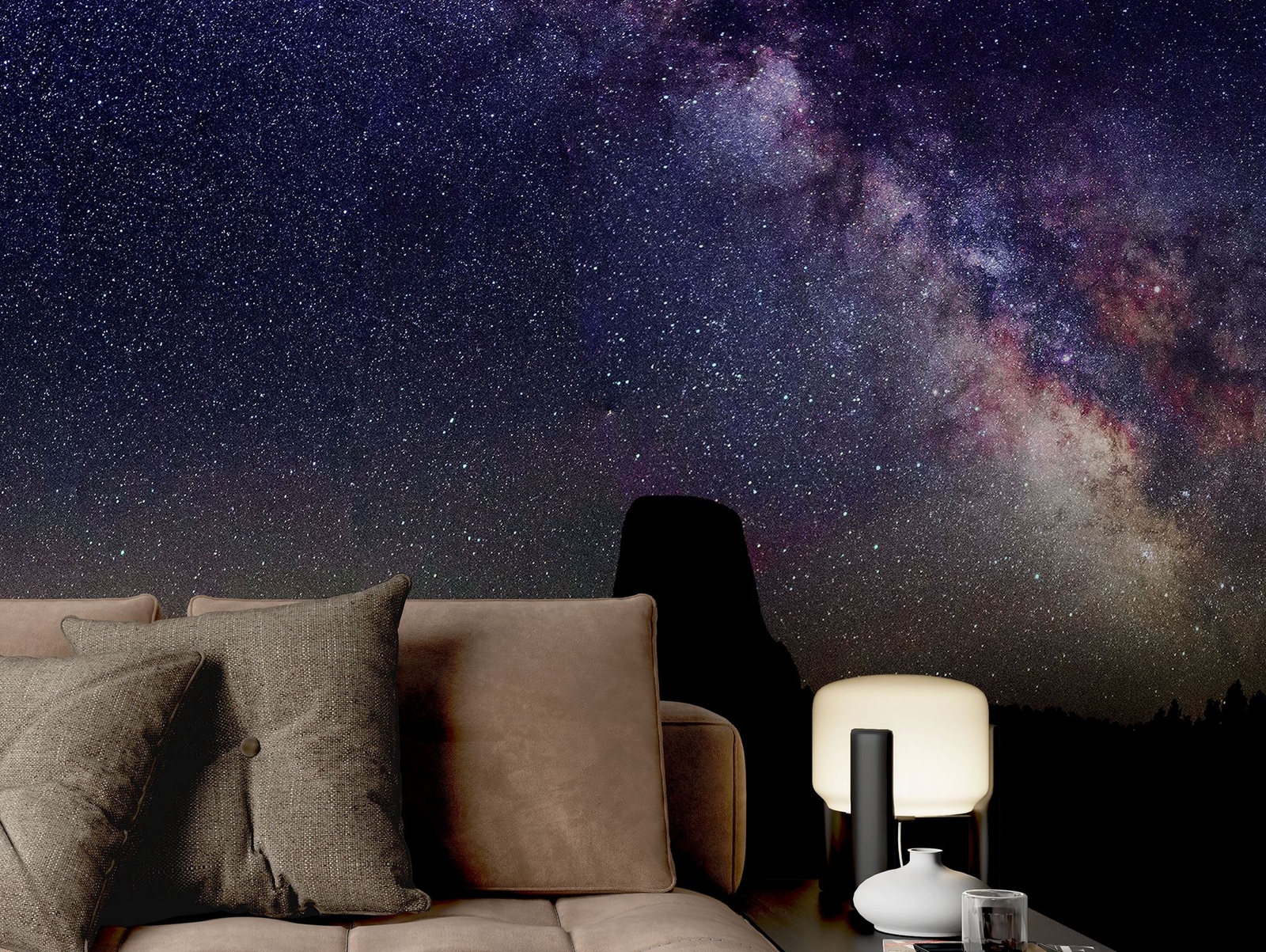 Milky Way Galaxy Stars Wall Mural. Starry Night Over Devils Tower National Monum
