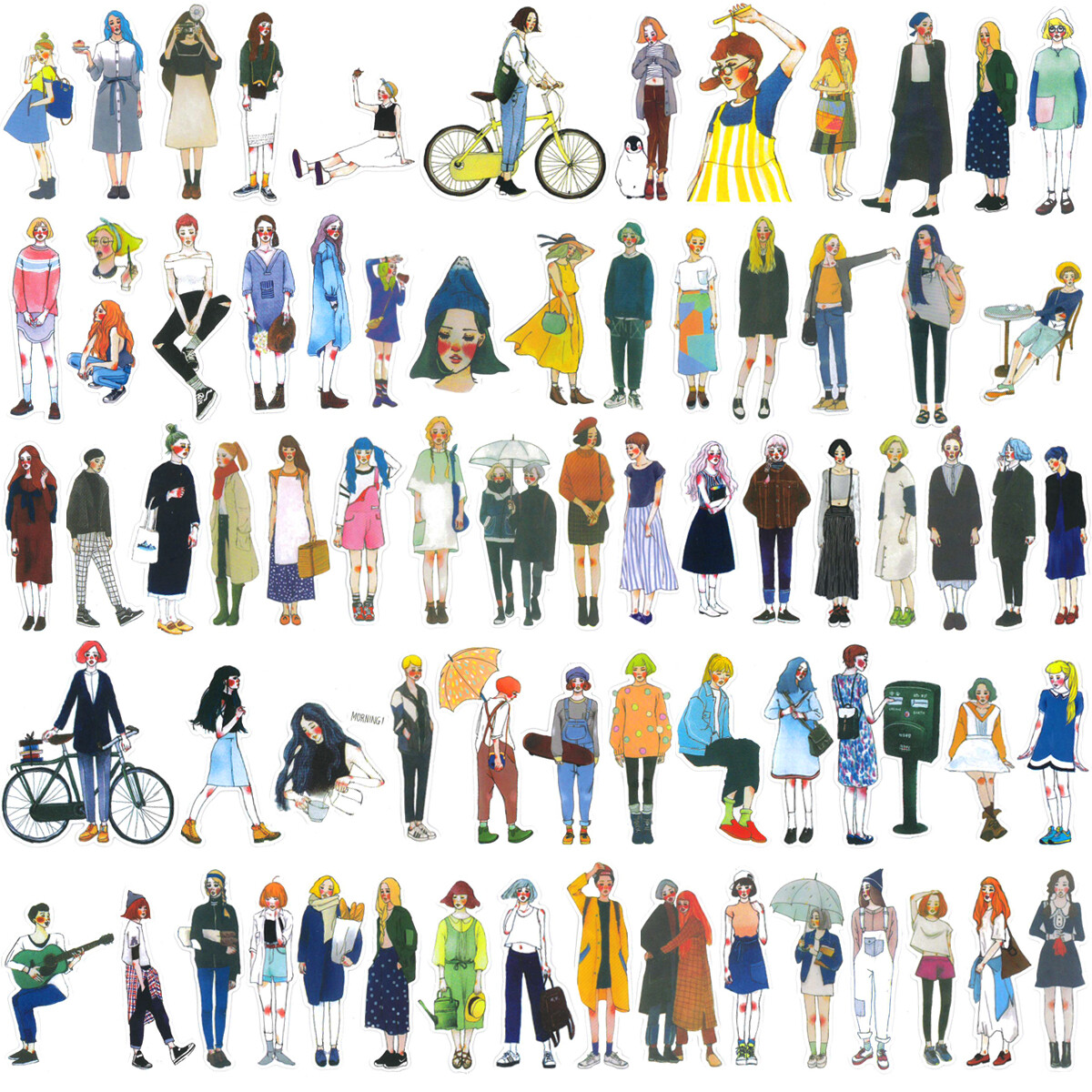 Wrapables Fashion Women People Vinyl Stickers for Scrapbooking, Journaling
