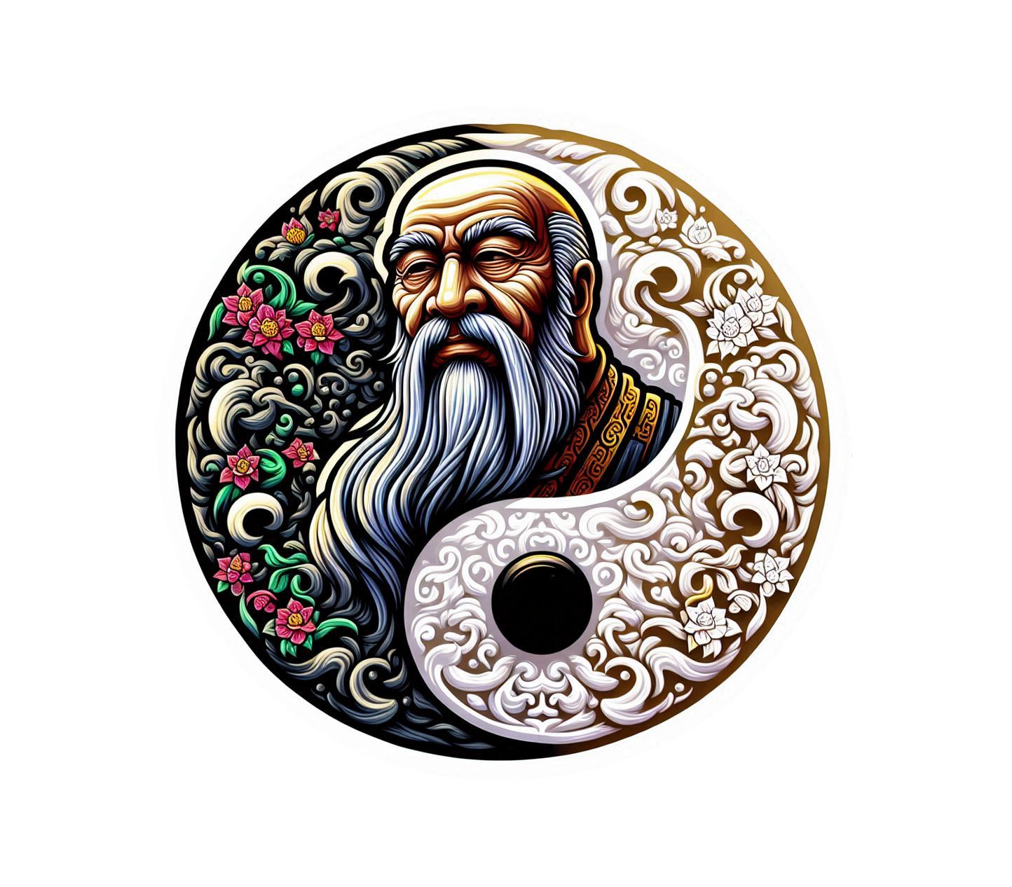 Lao Tzu Yin Yang design 100% waterproof vinyl decal sticker – many sizes