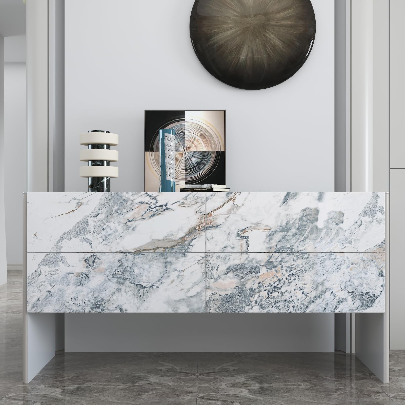 White Blue Marble Contact Paper kitchen Granite Laminate peel and stick Count…