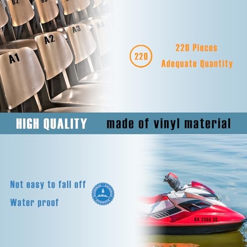 220 Pieces 20 Sheets Letter Stickers,Self Adhesive Vinyl 4 Inch Black