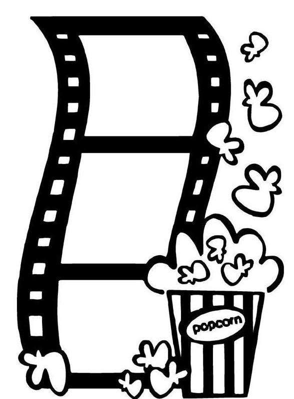 MOVIE FILM AND POPCORN Vinyl Decal Home Art Decor Quote Lettering Words