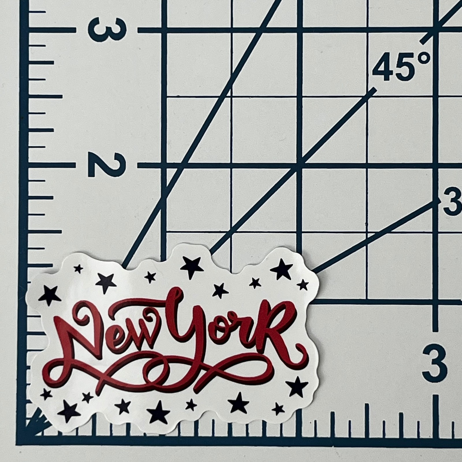 New York Vinyl Sticker Script Cursive Lettering Stars Souvenir Travel Gift Art
