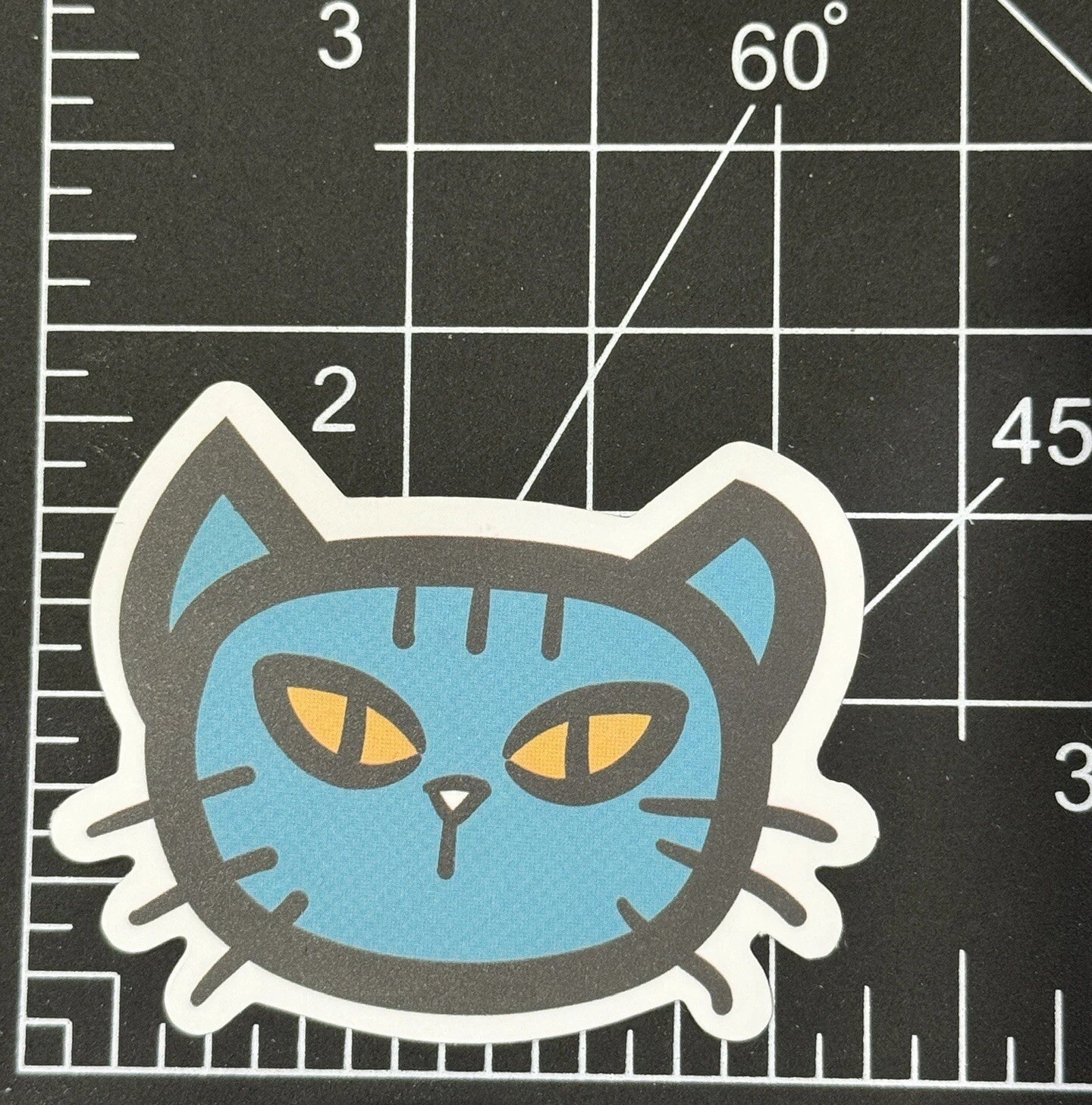 Blue Cat Yellow Eyes Tude Cartoon Matte- Vinyl Decal Sticker Bomb Kawaii Fun