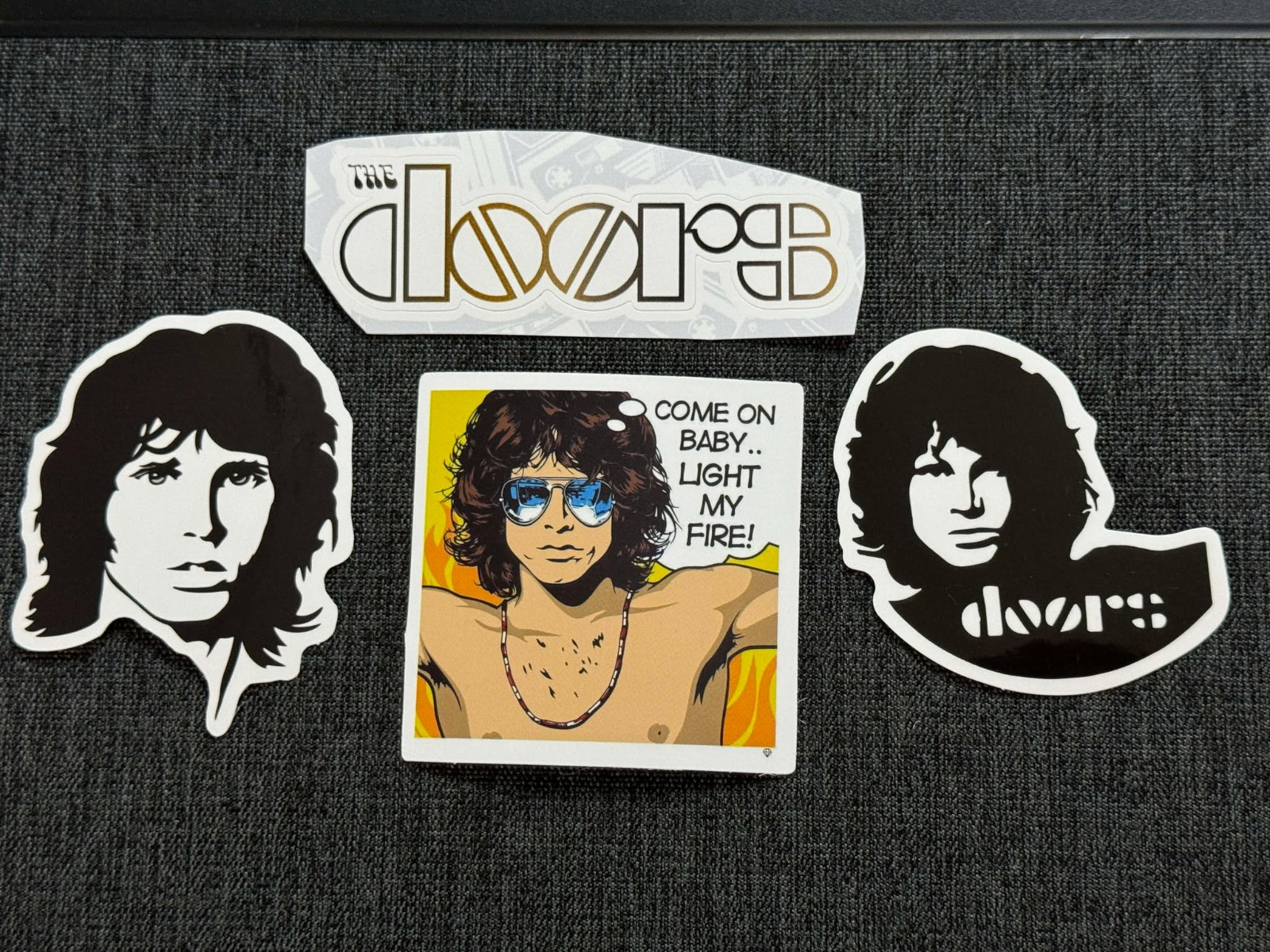 Lot of 4 THE DOORS 1" to 3 1/4" Band Logo STICKERS Fast! FREE SHIP! JIM MORRISON