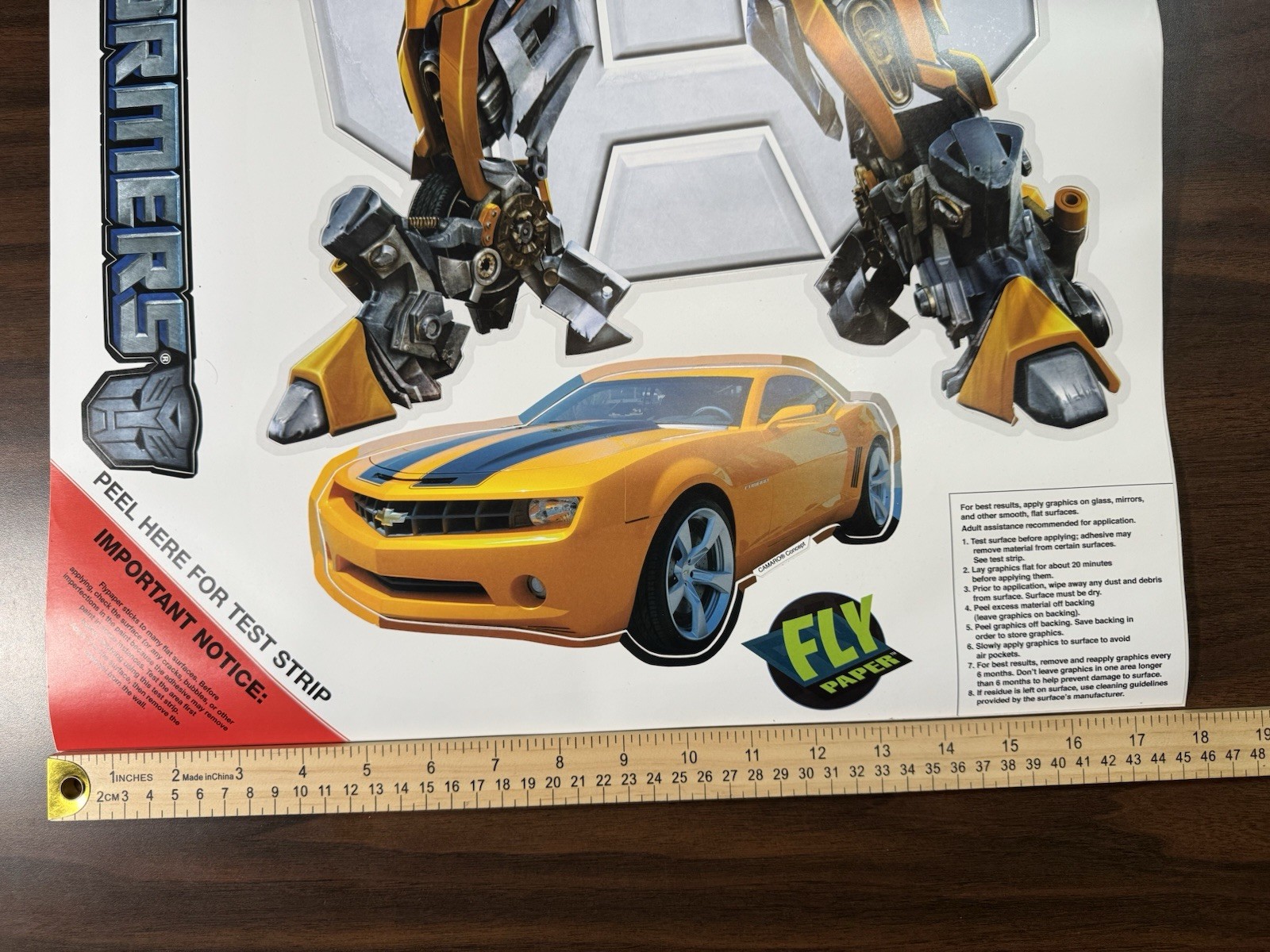 2007 Transformer Bumblebee Decal 24” x 18” Wall Graffix Stickers Used See Desc…