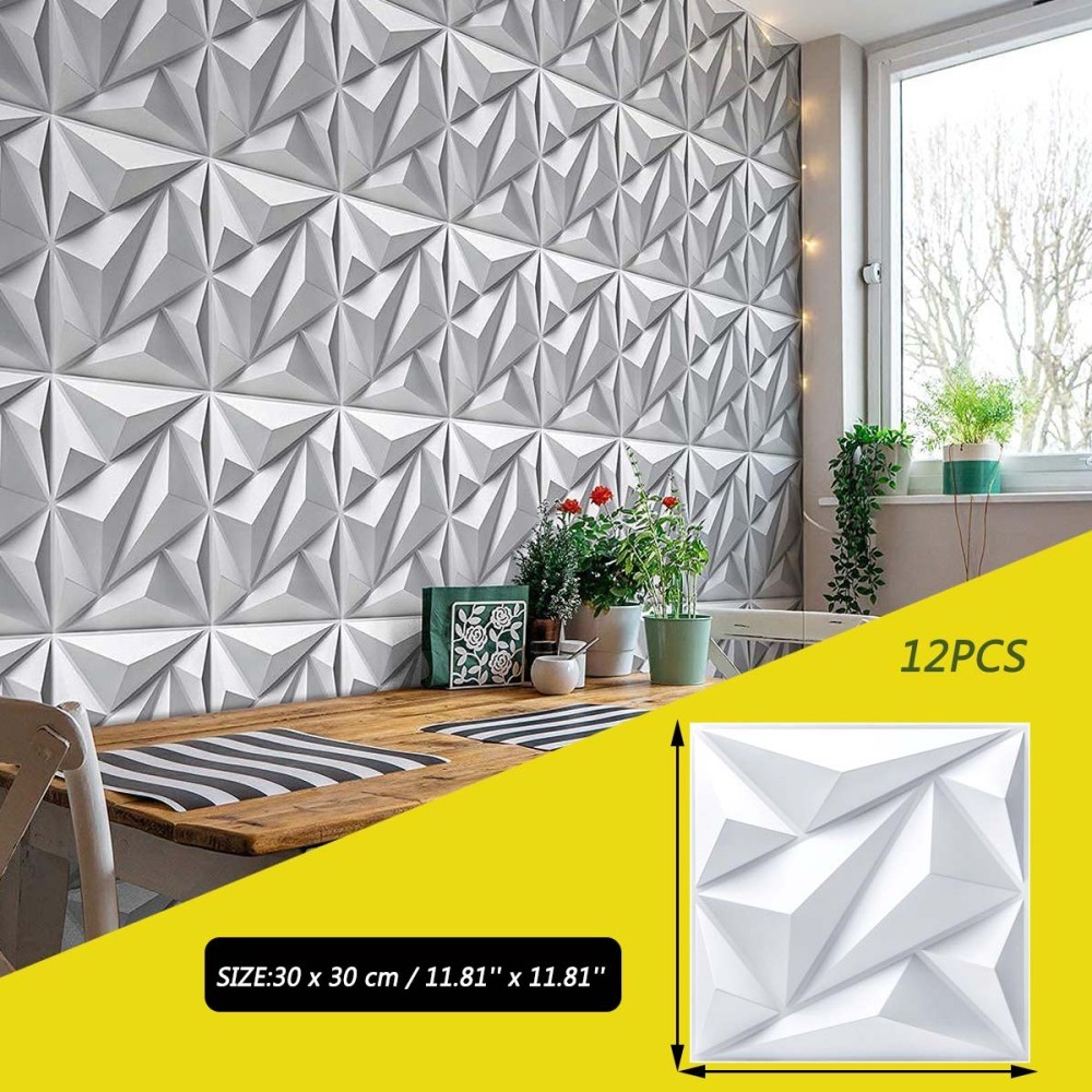 12 Pcs PVC Wall Panels Covering Cladding Decorative 3D For Kitchen Bedroom