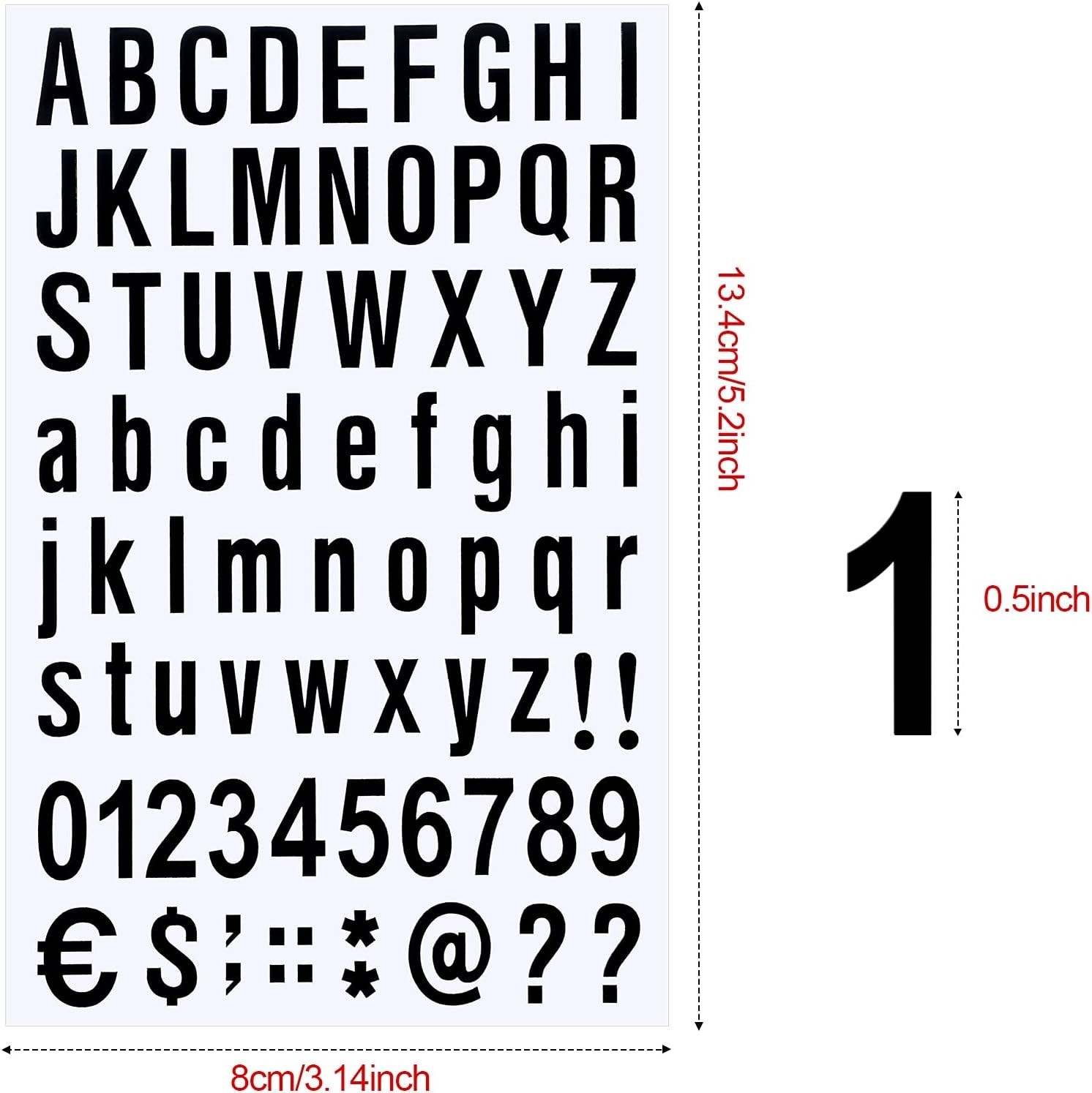 536-Piece Self-Adhesive Vinyl Letters & Numbers for Mailboxes, Trucks & Windows