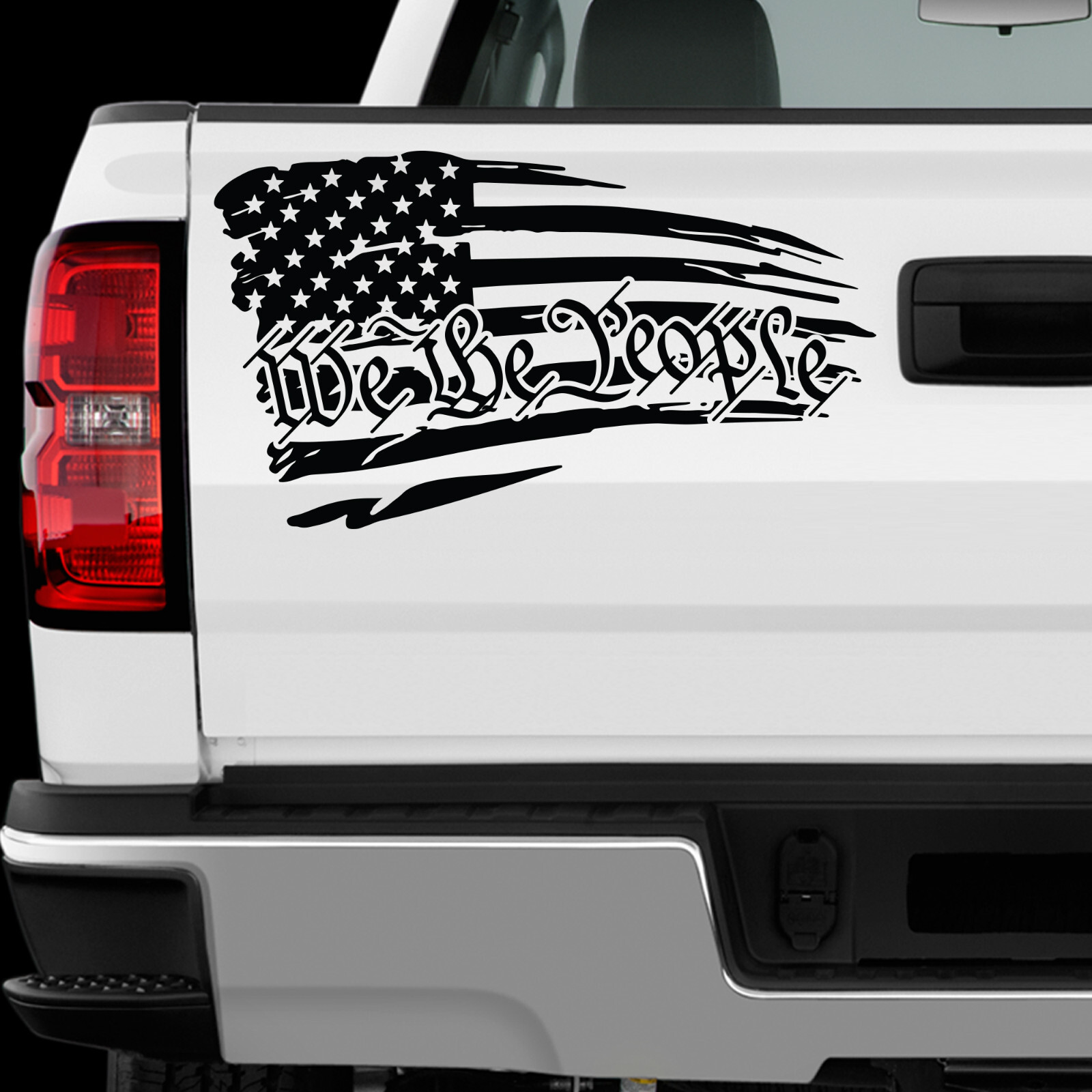 We the People American Flag sticker Allsize Regular & Chrome Mirror Vinyl Colors