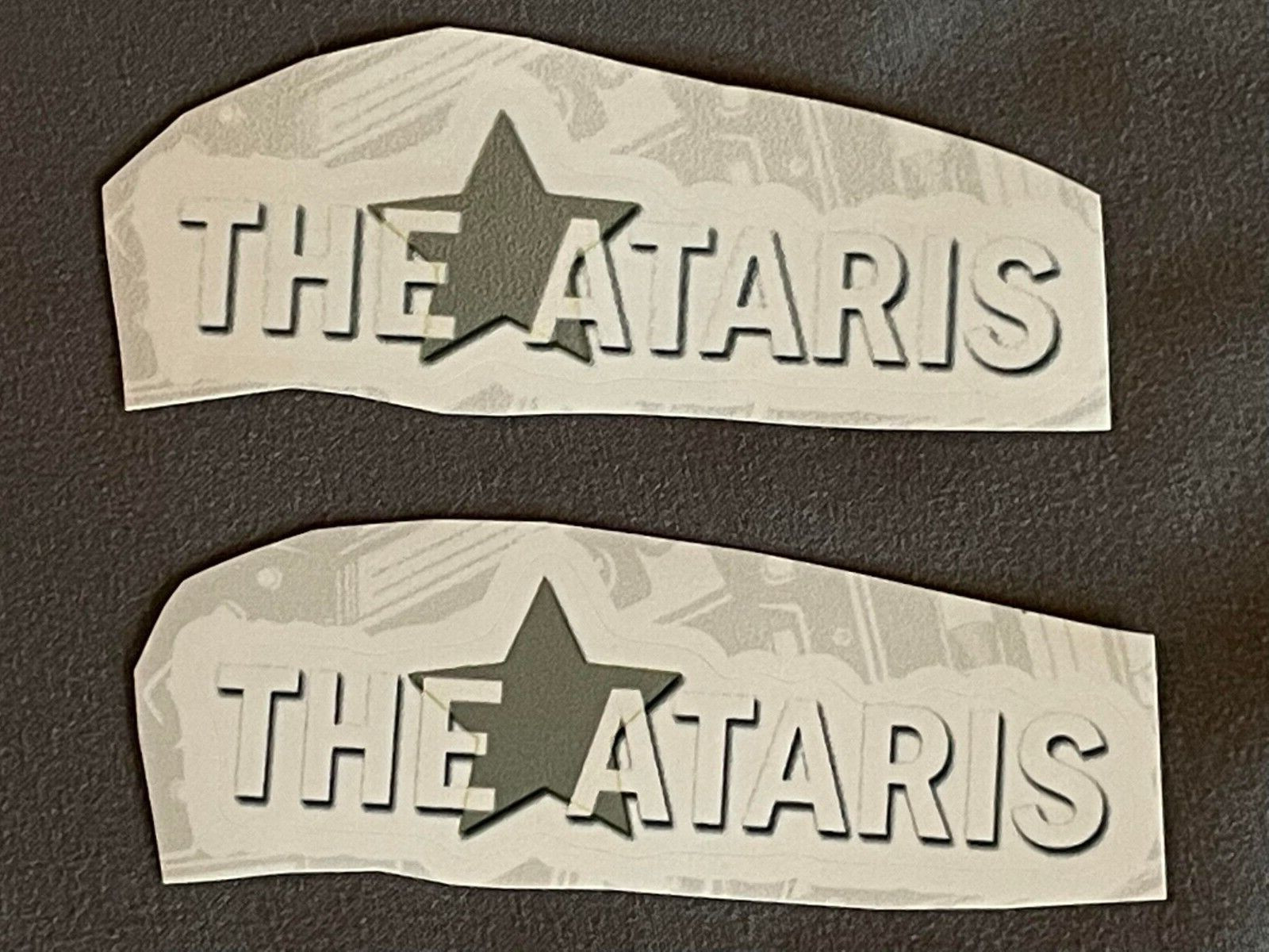 Lot (2) THE ATARIS 1" x 3 1/4" Band STICKERS White Gray FAST! FREE SHIP!