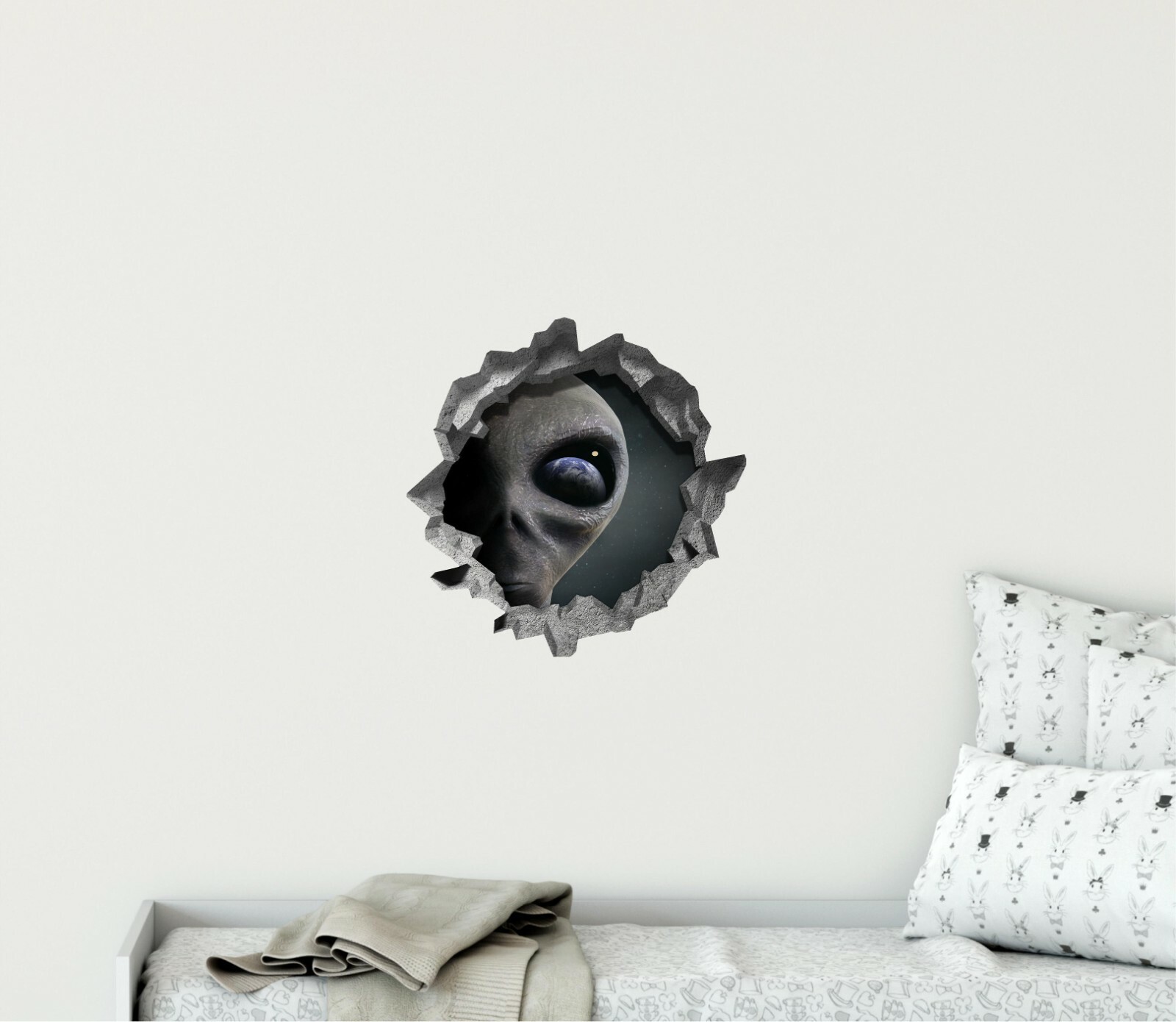 Hole in the Wall ALIEN ARRIVAL 3D Wall Decal Space Vinyl Wall Sticker Graphic