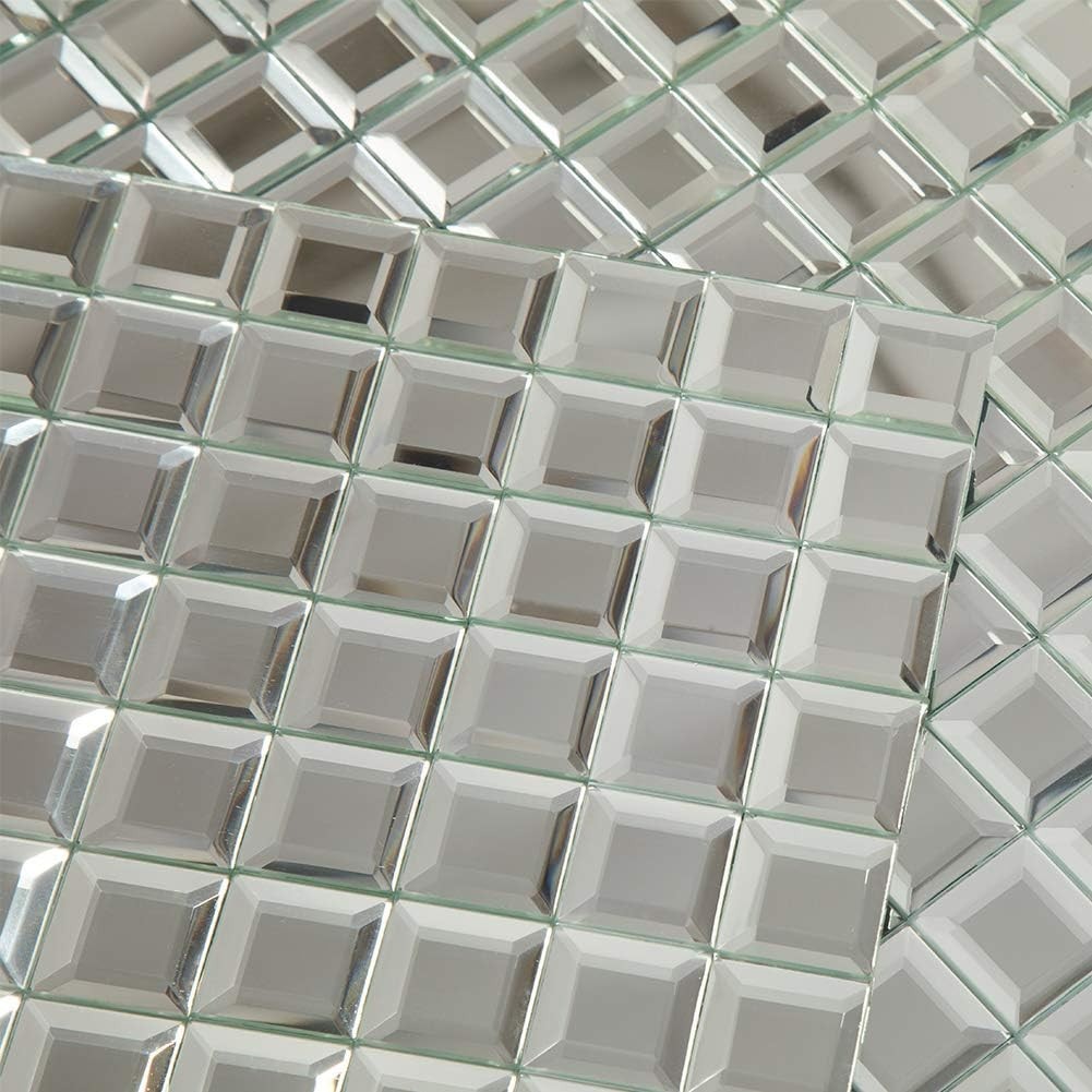 Mirror Glass Mosaic Tile, Beveled Seamless Crystal Diamond Silver Backsplash …