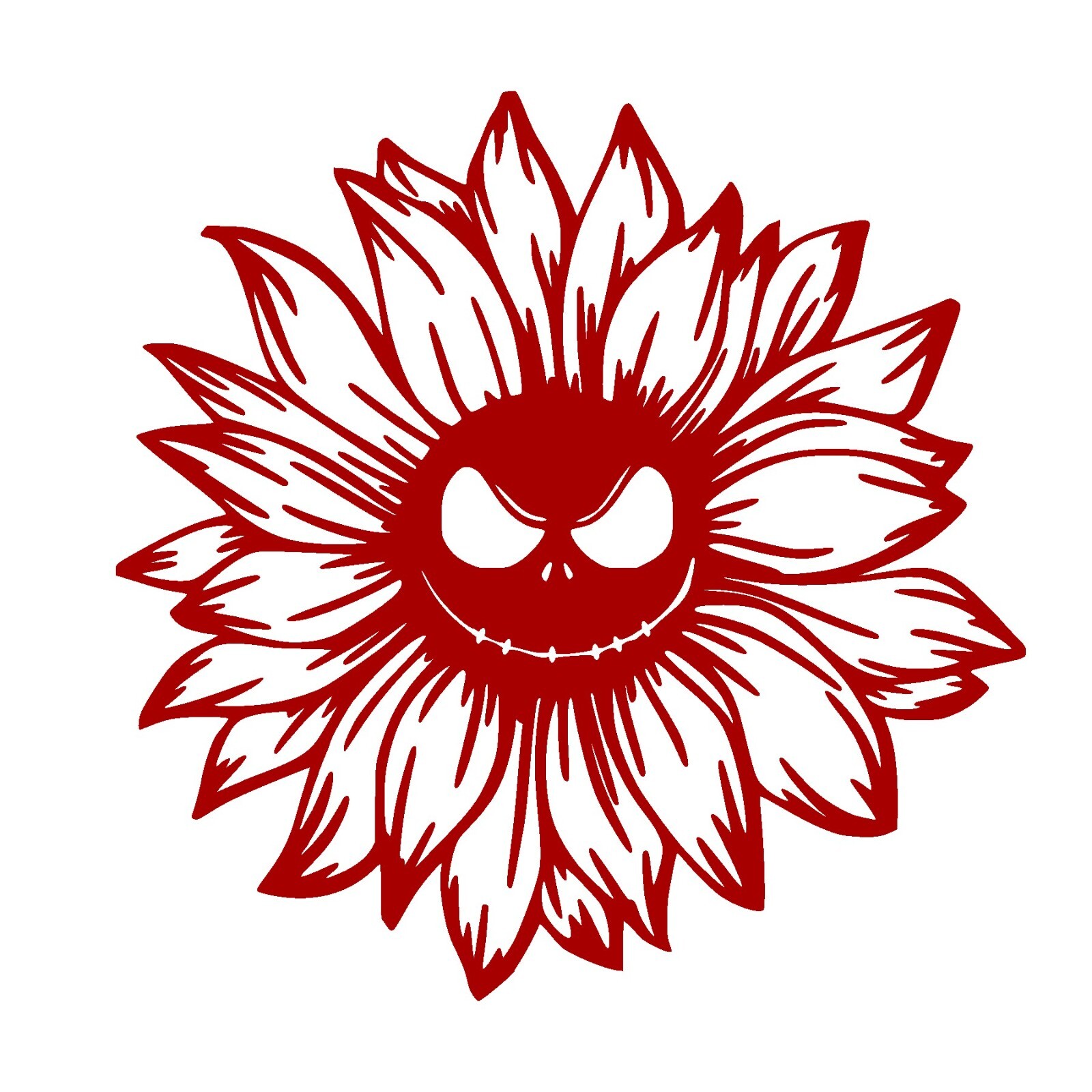 Jack Skellington Sunflower Decal, Die cut, you pick size and color