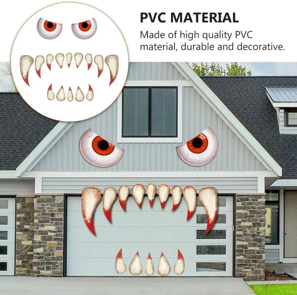 Monster Face Door Stickers – Garage & Archway Halloween Decorations, Haunted Hou