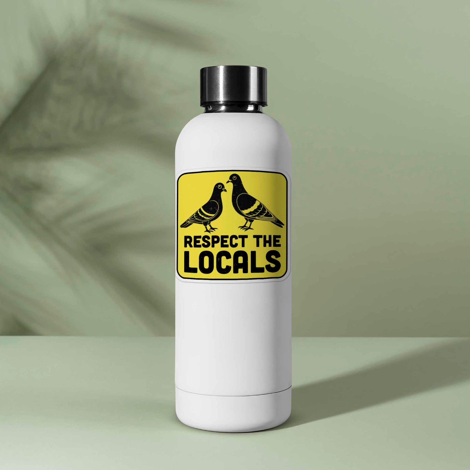Respect the Locals Pigeon Sticker – Funny City Bird Decal for Water Bottle