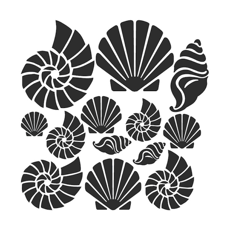Seashell Wall Decal Beach Wallpaper Ocean Shells Removable Sea Conch Fish, g40