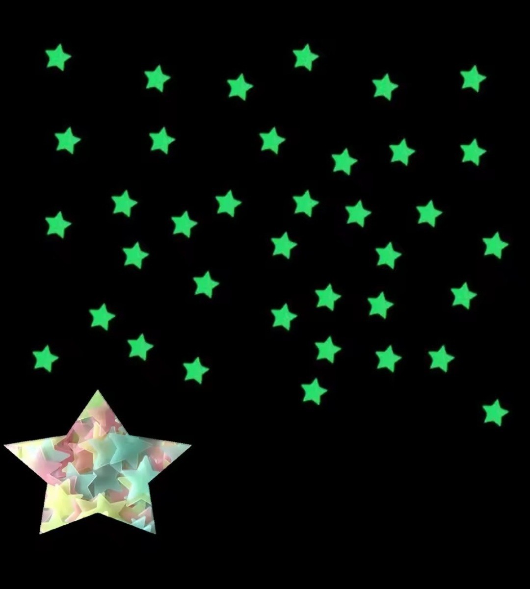 Glow in Dark Stars Blue Green Pink for Ceiling Walls Kids Room Decor 100 Ct. USA