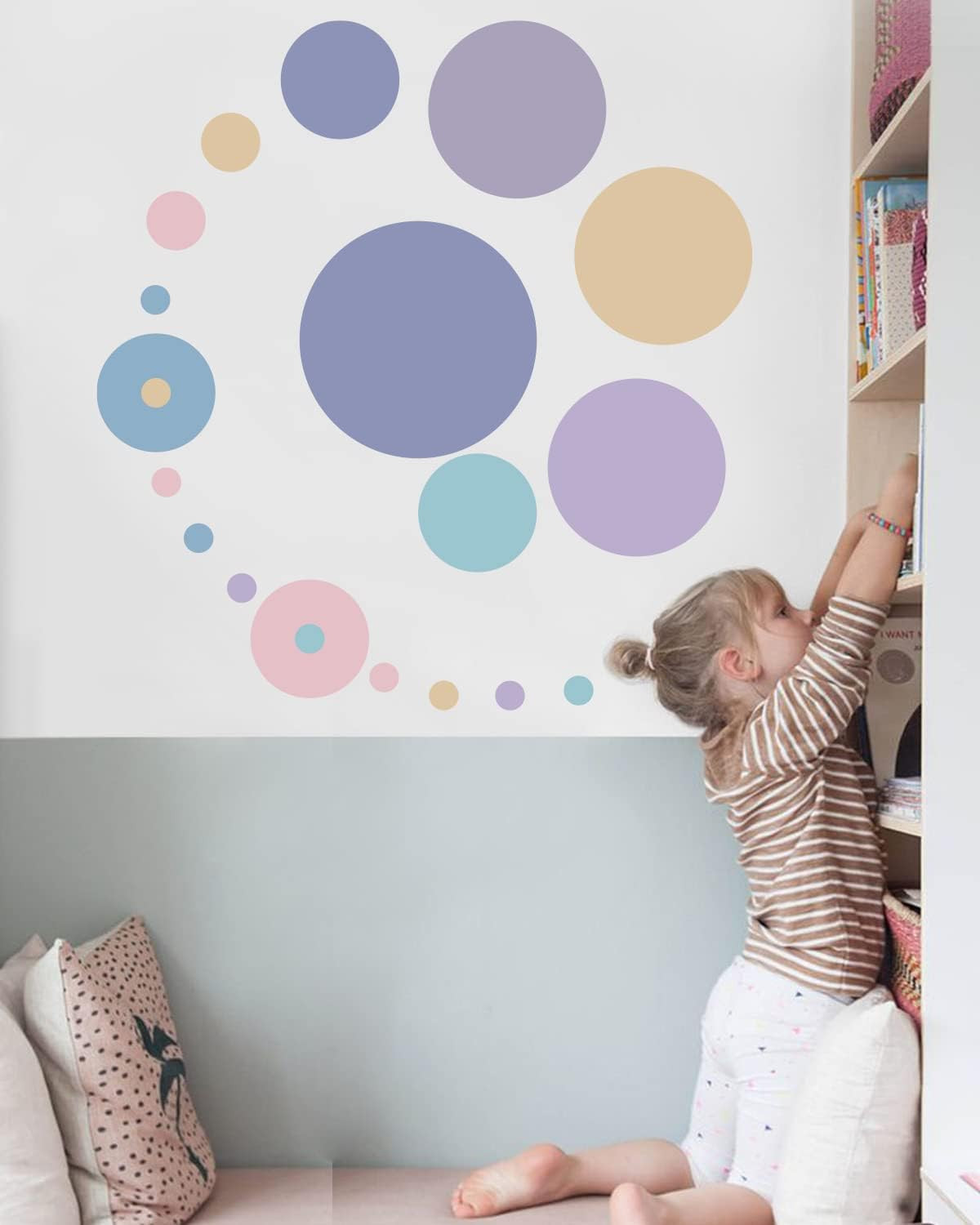 Multicolor Dots Wall Stickers Peel and Stick Vinyl Big Circle Wall Decals for Ne