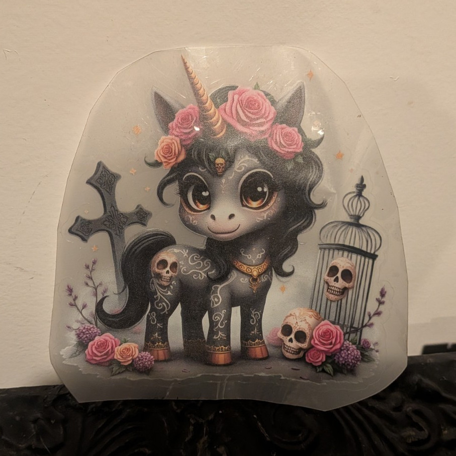 Multicolor Unicorn Skull & Cute Cat Skulls Floral Sticker Bag, Unisex Adults