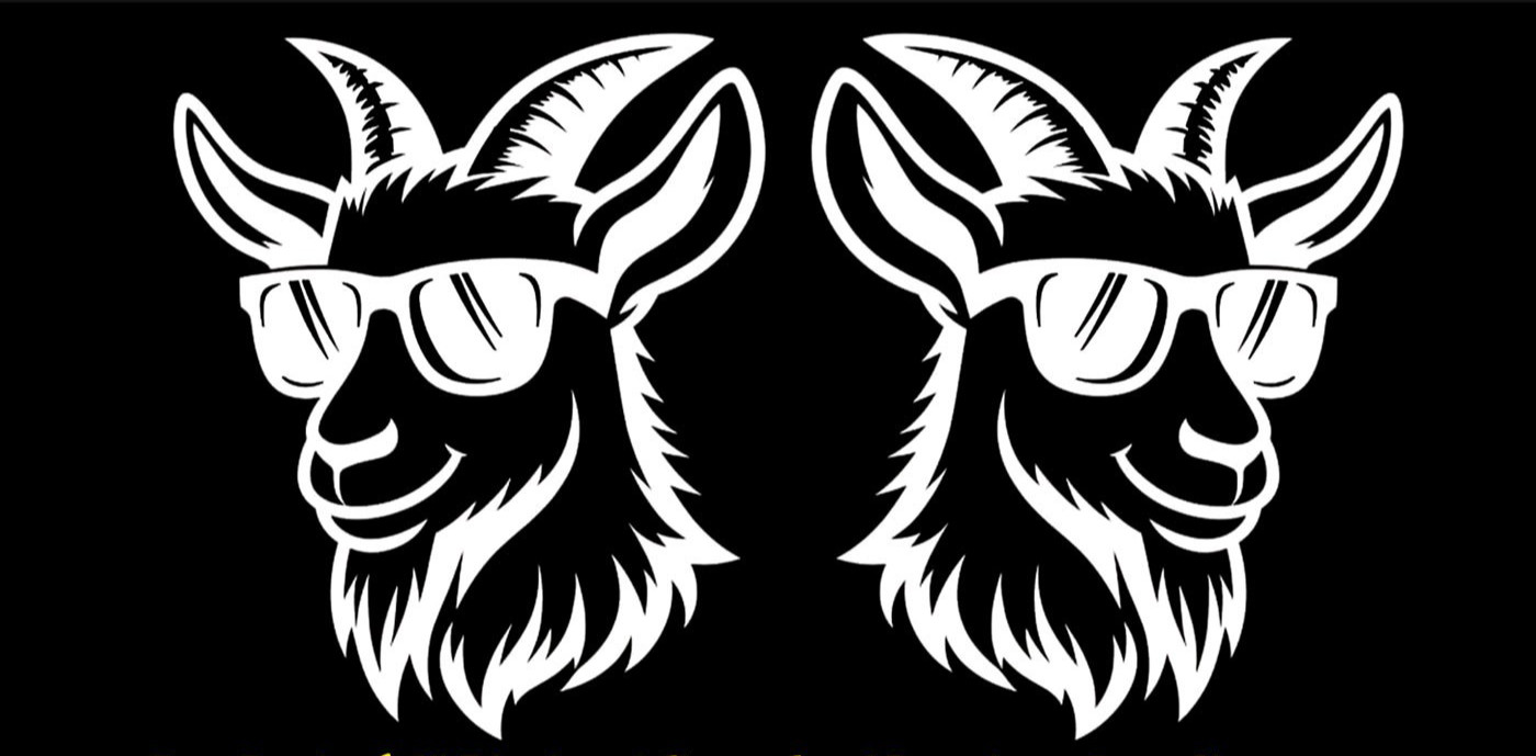 One Cool Goat Sunglasses 2 Pk 5" Vinyl Decals Car Truck Window Any Flat Surface