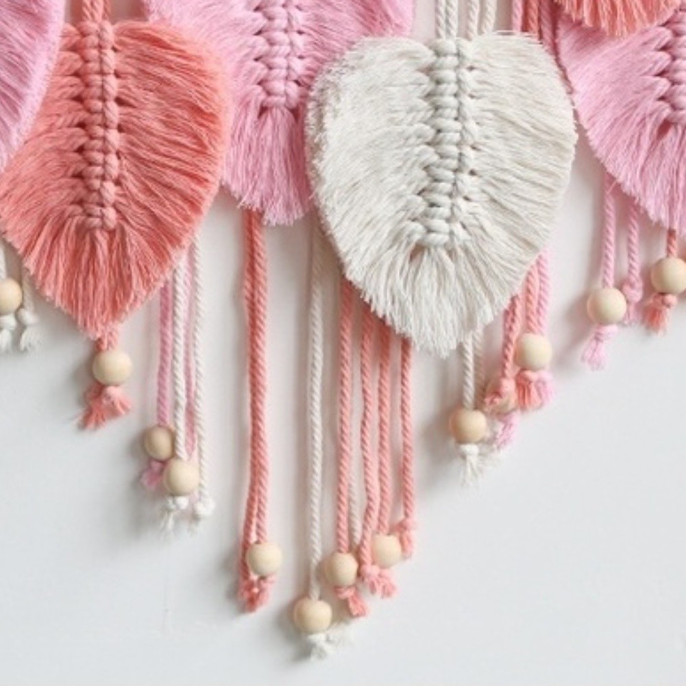 for Nordic Style Leaf Tapestry 50x70CM Hand Woven Cotton Wall Hanging Decor