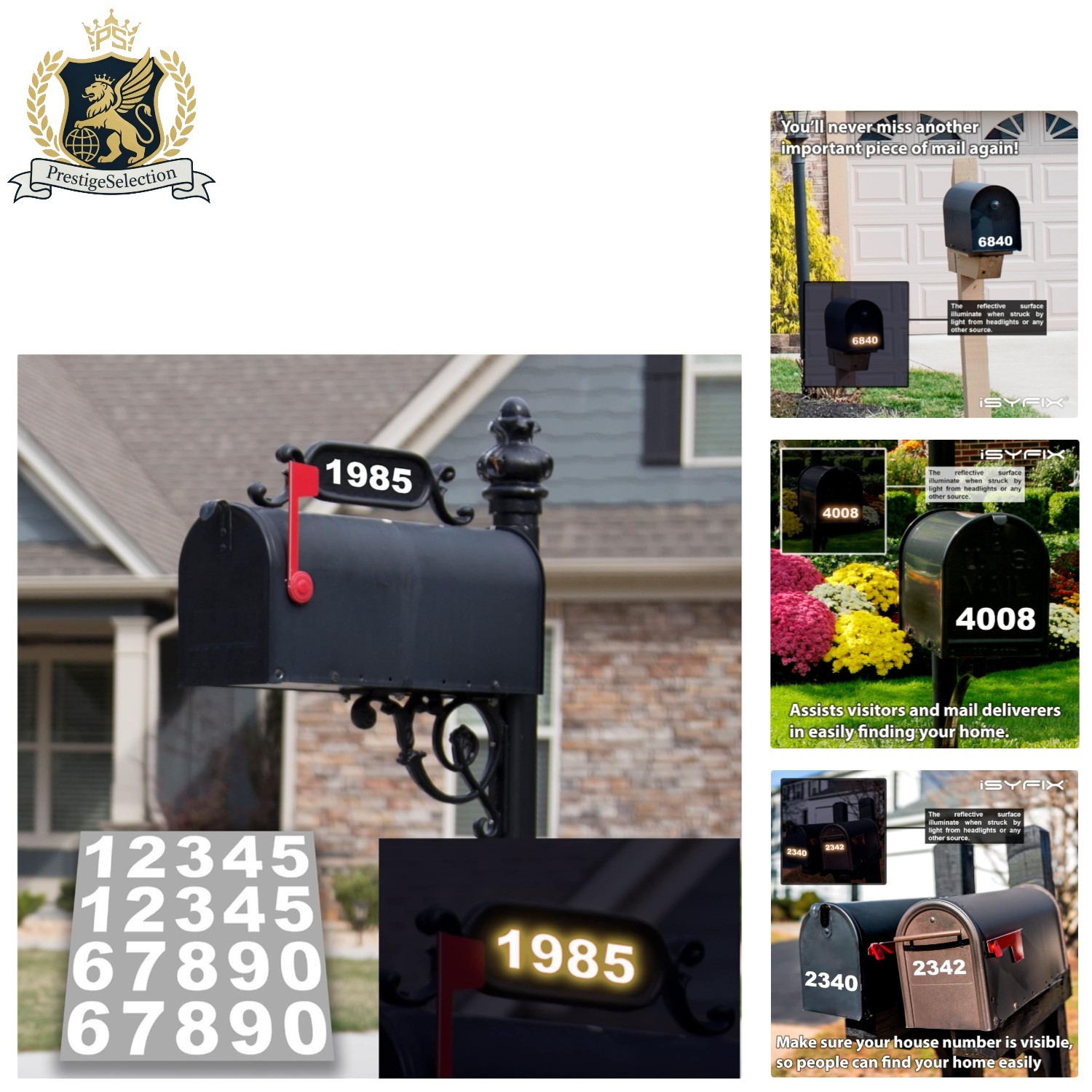 1.5 Inch Reflective Address Numbers – Easy to Apply Self-Adhesive Decal